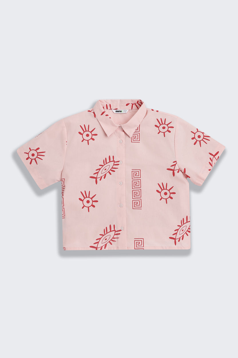 Pink Evil Eye All - Over Printed Regular Fit Co-ord Set for Tweens Girls - Image 3
