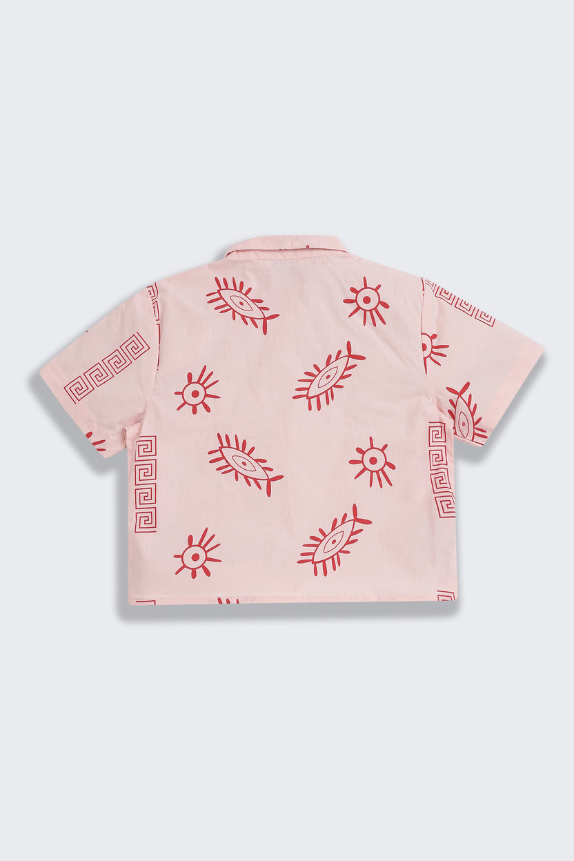 Pink Evil Eye All - Over Printed Regular Fit Co-ord Set for Tweens Girls - Image 4