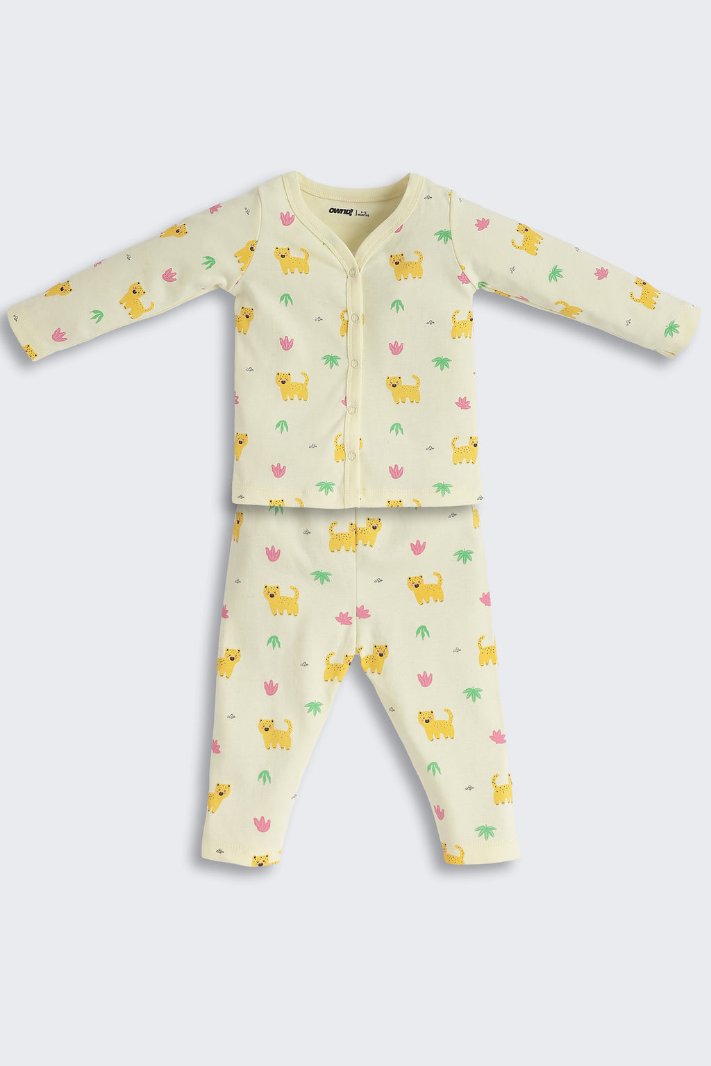Yellow Animal Printed Regular Fit Co-ord Set For Infant Girls - Image 2