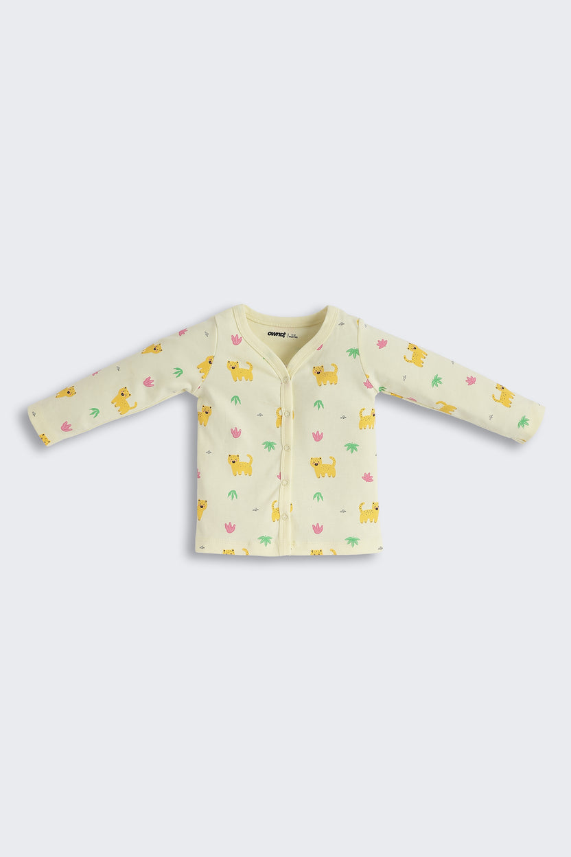 Yellow Animal Printed Regular Fit Co-ord Set For Infant Girls - Image 3