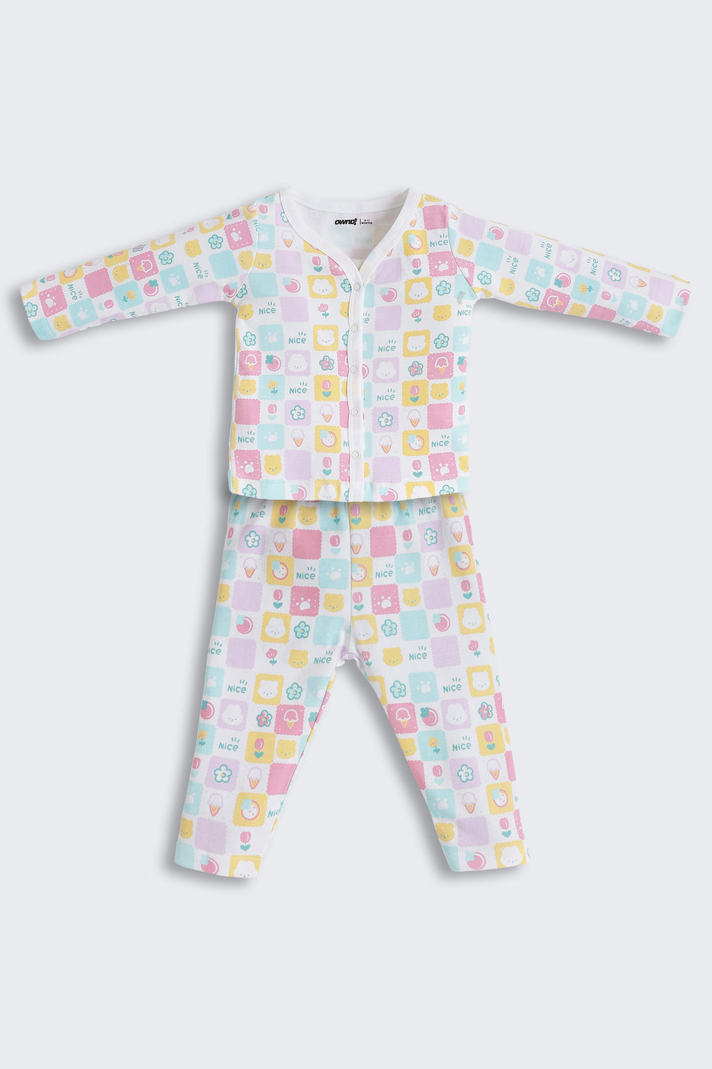 Multi-coloured Printed Regular Fit Co-ord Set for Infant Girls - Image 2