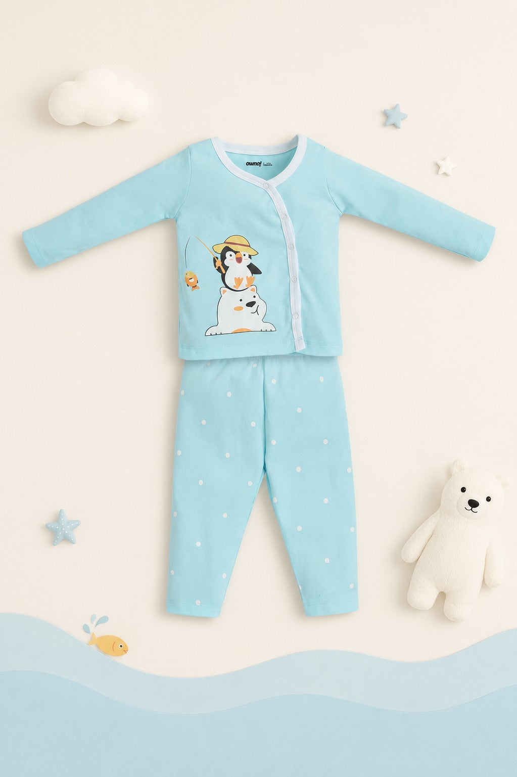Cute Animal Print Cotton Co-ord Set for Infant Girls - Image 1