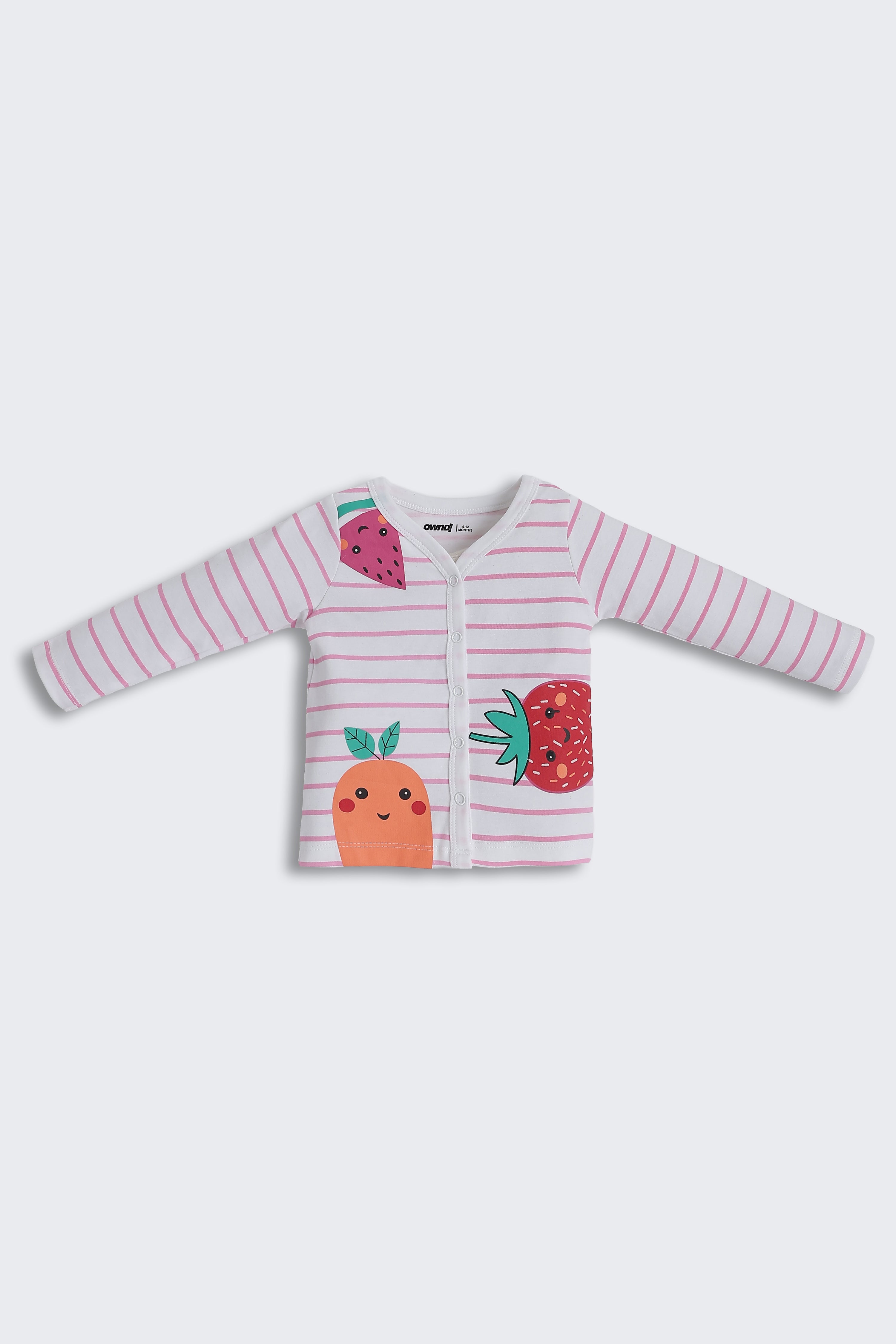 Pink Striped Regular Fit Co-ord Set for Infant Girls - Image 2
