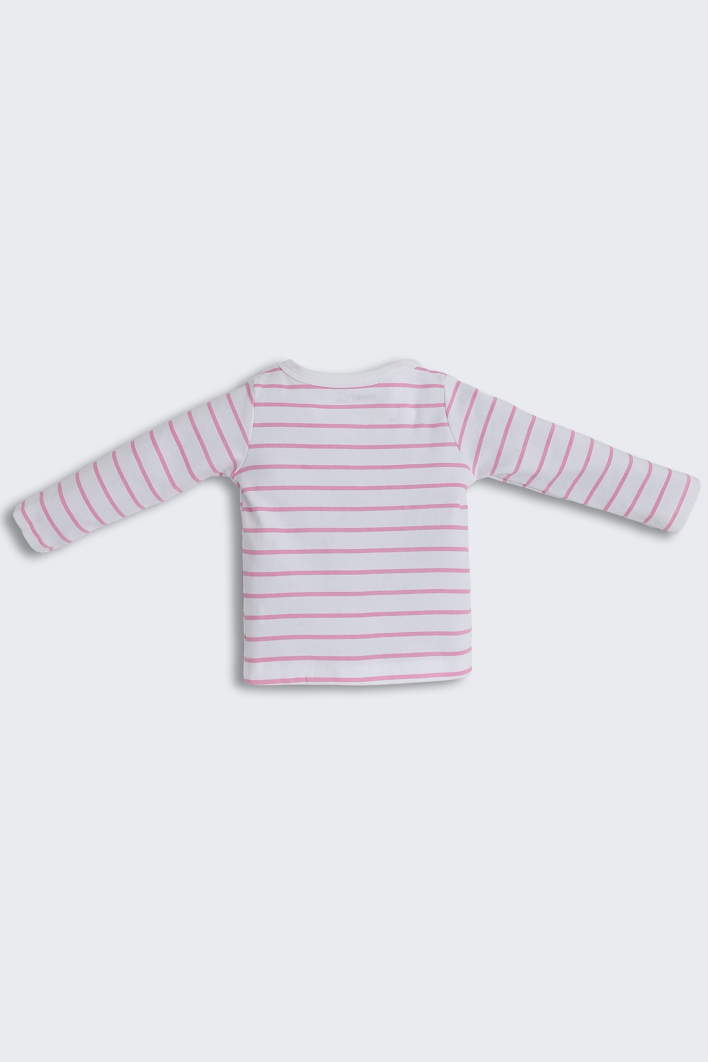 Pink Striped Regular Fit Co-ord Set for Infant Girls - Image 3