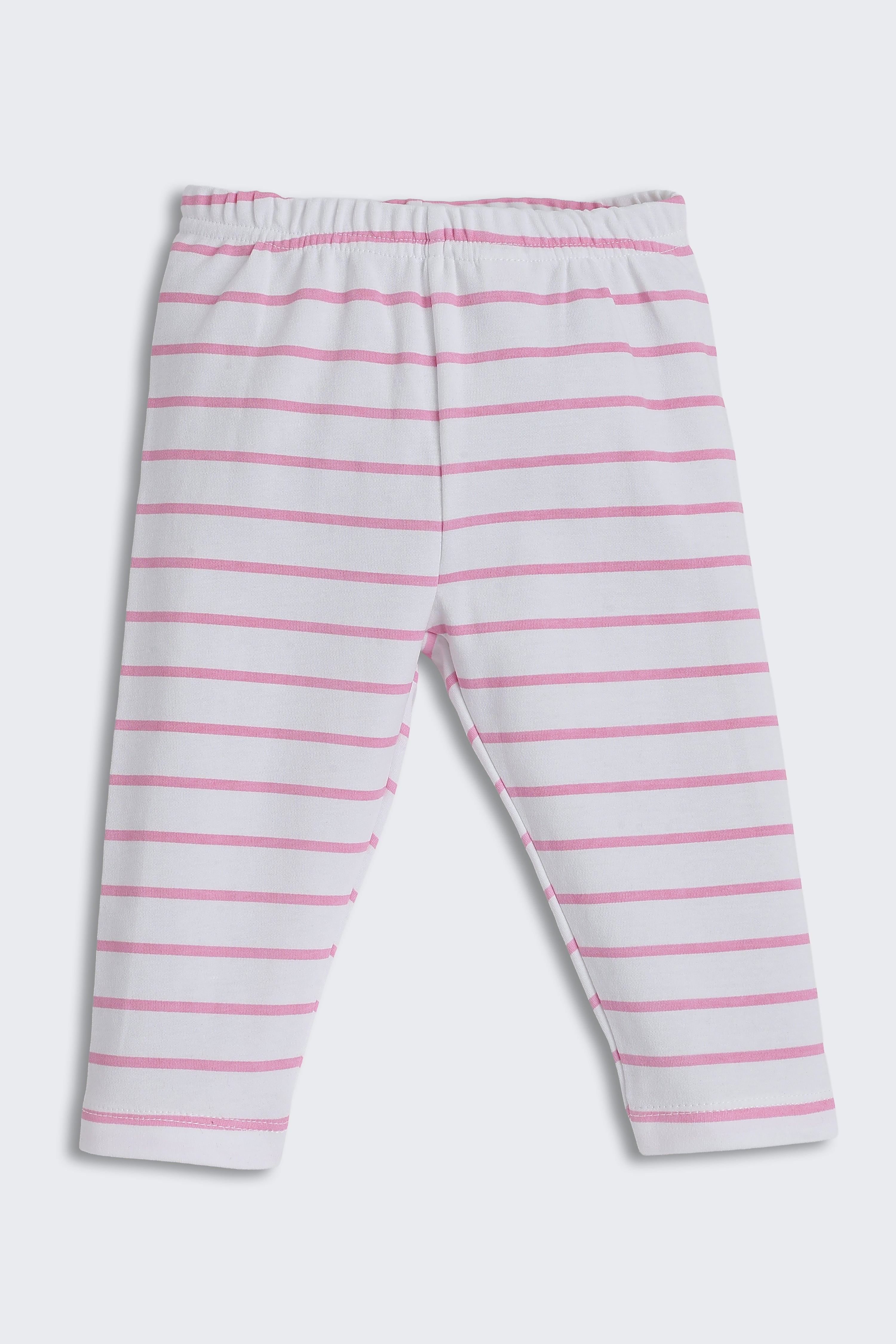Pink Striped Regular Fit Co-ord Set for Infant Girls - Image 4