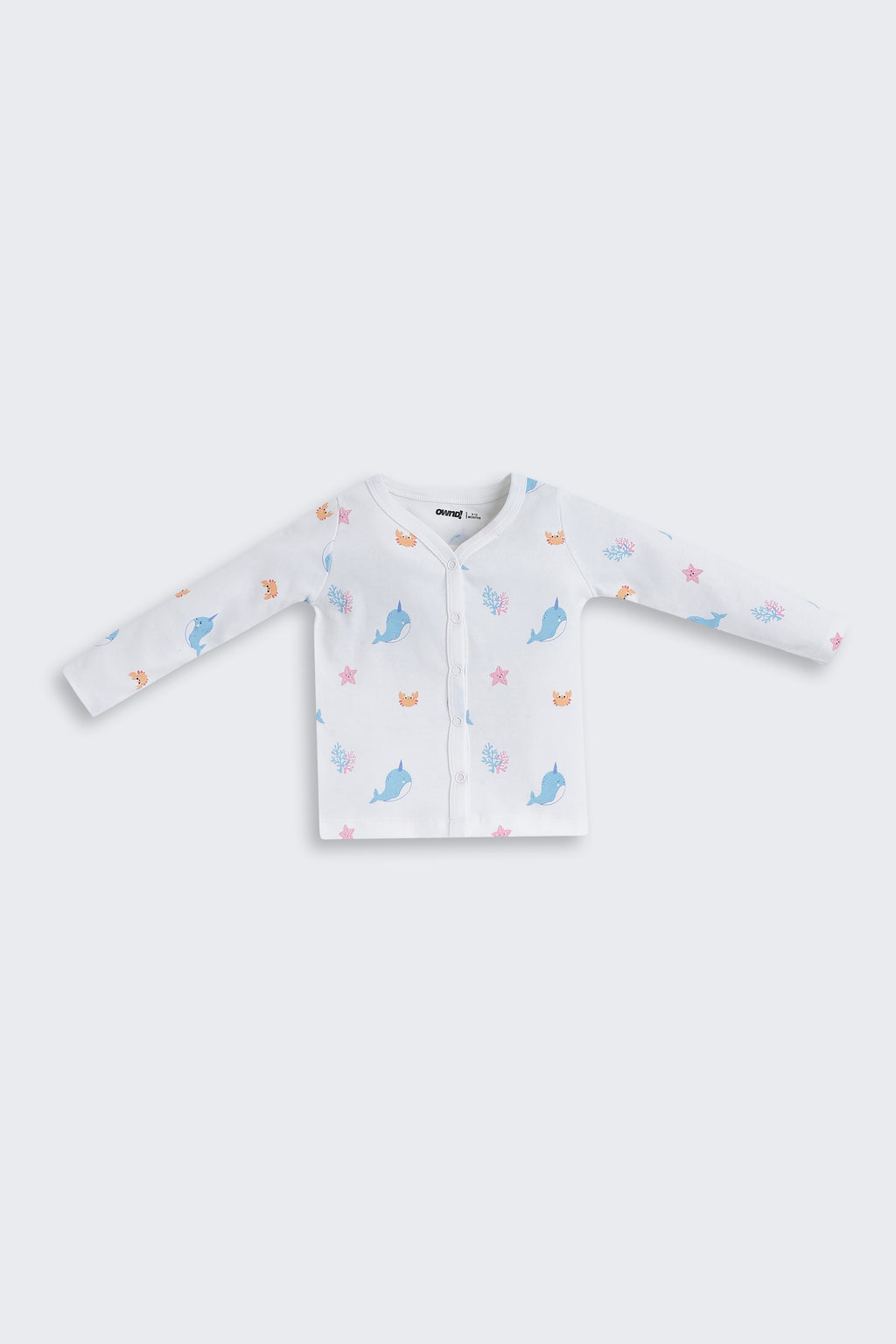 White Fish Printed Regular Fit Co-ord Set for Infant Girls - Image 3