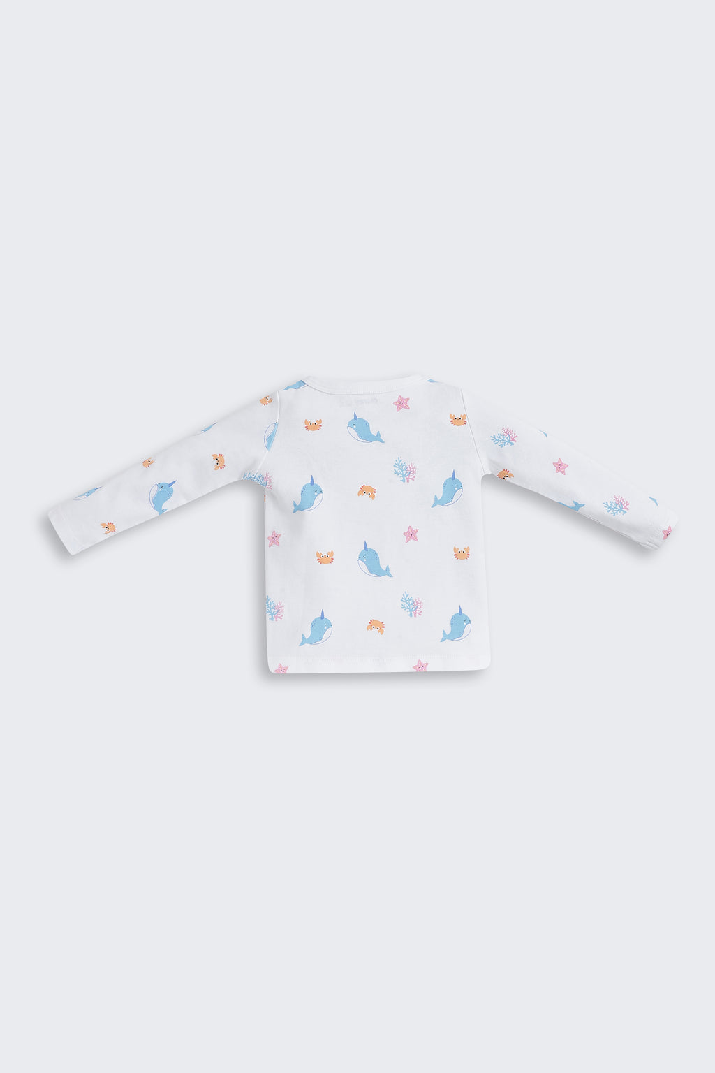 White Fish Printed Regular Fit Co-ord Set for Infant Girls - Image 4