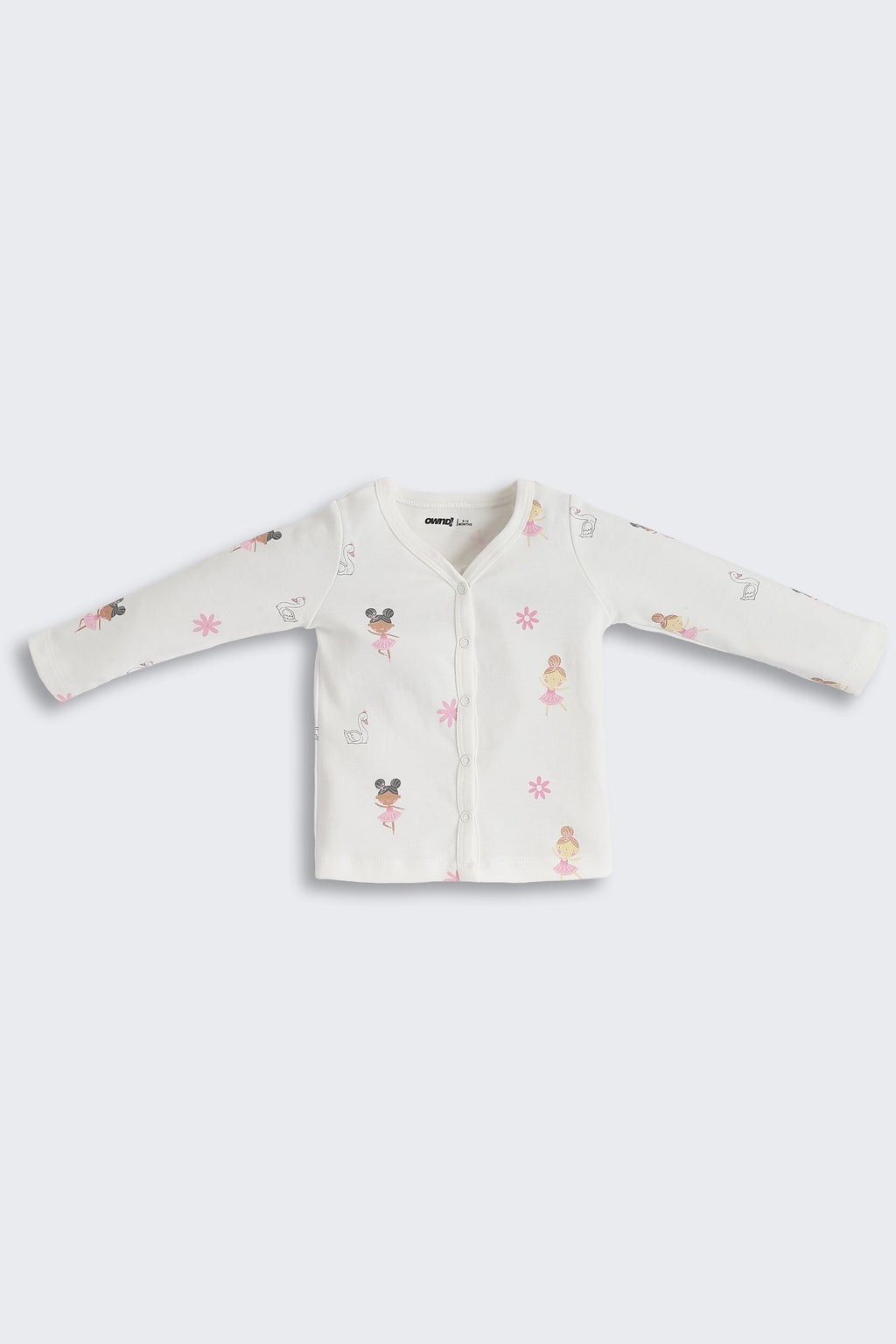 White Girls Design Printed Regular Fit Co-ord Set for Infant Girls - Image 2