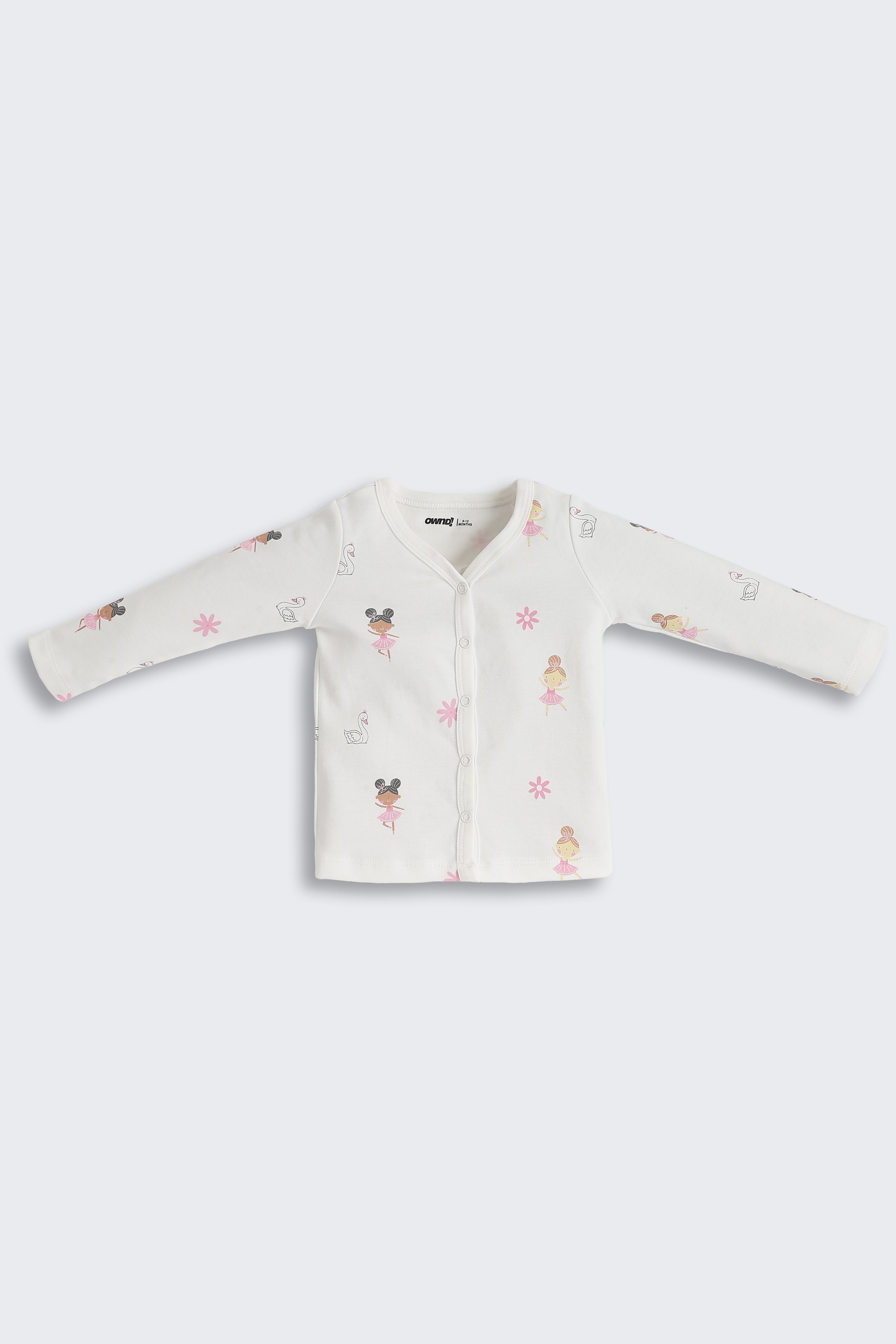 White Girls Design Printed Regular Fit Co-ord Set for Infant Girls - Image 2