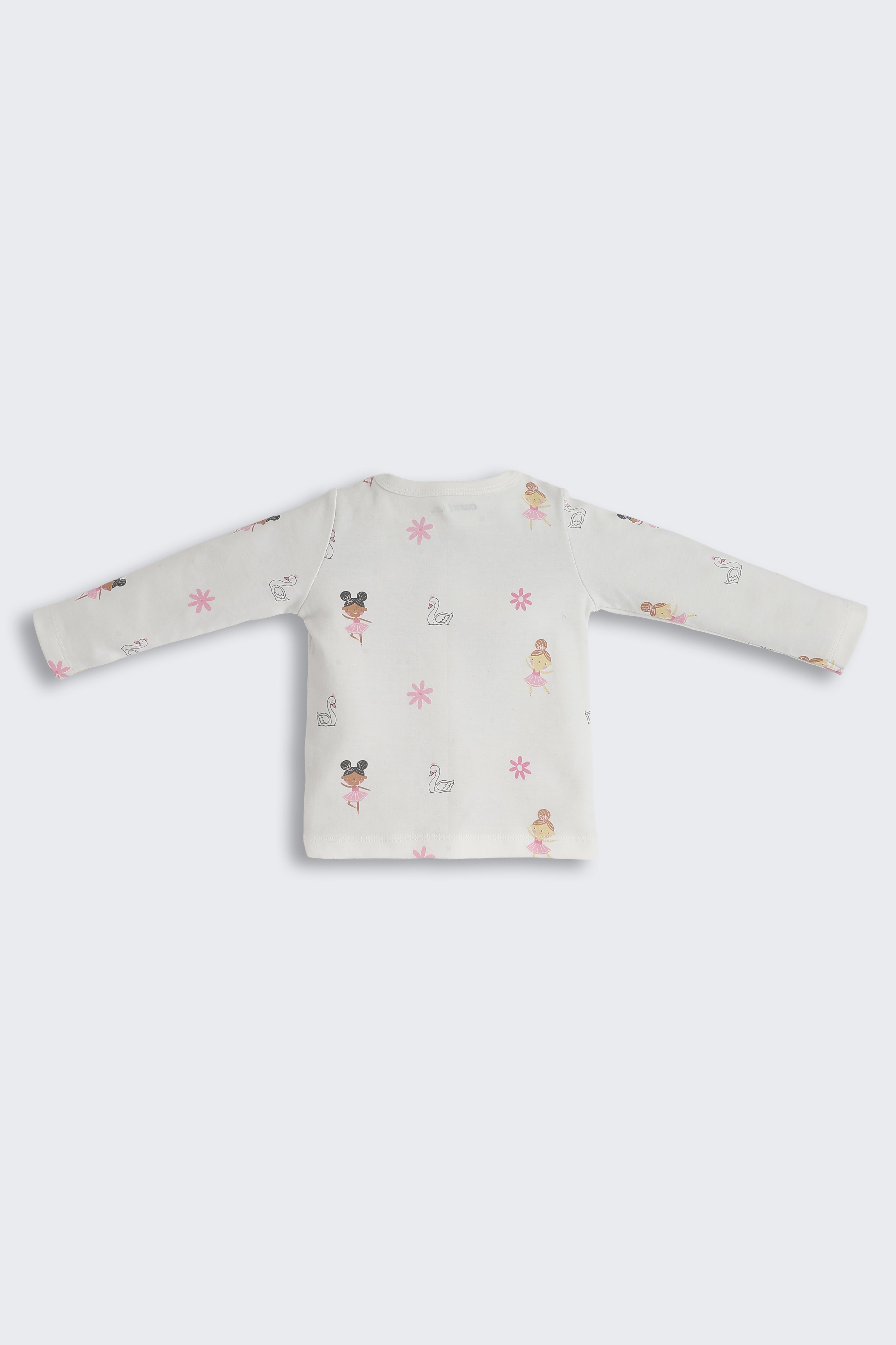 White Girls Design Printed Regular Fit Co-ord Set for Infant Girls - Image 3