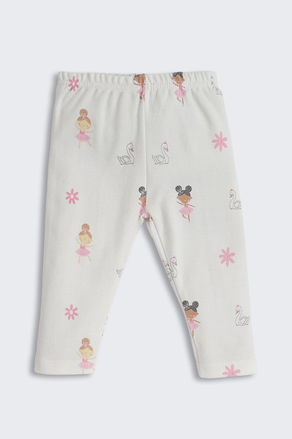 White Girls Design Printed Regular Fit Co-ord Set for Infant Girls - Image 4