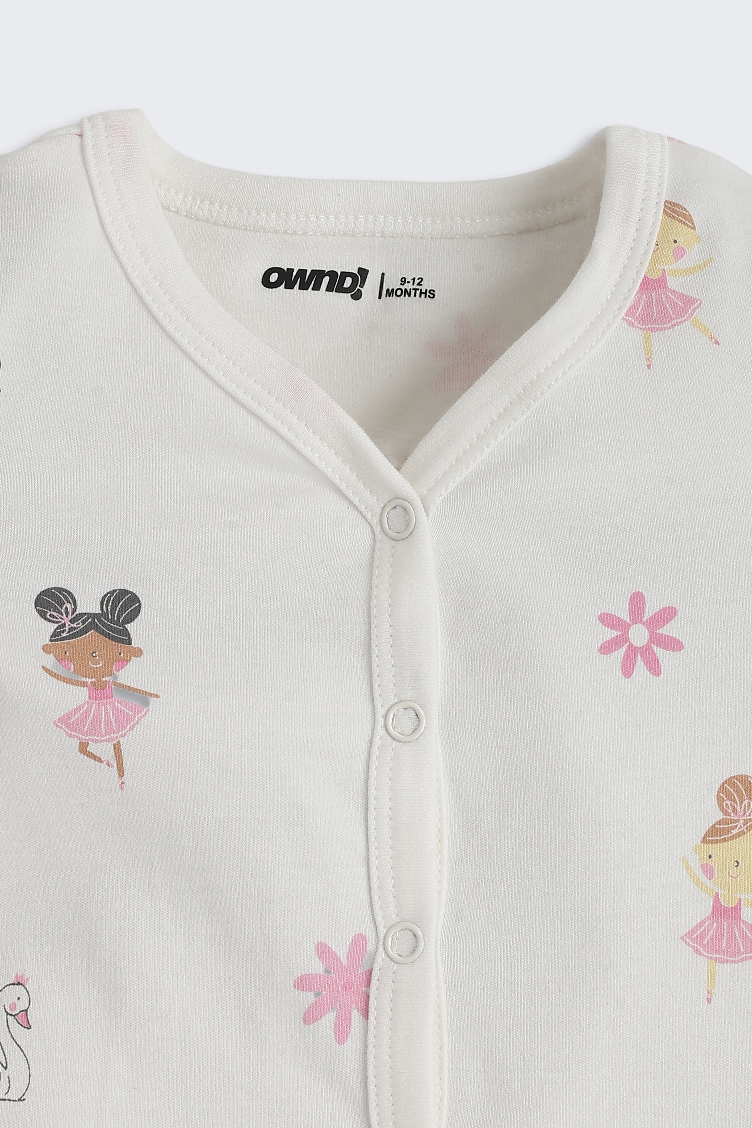 White Girls Design Printed Regular Fit Co-ord Set for Infant Girls - Image 5