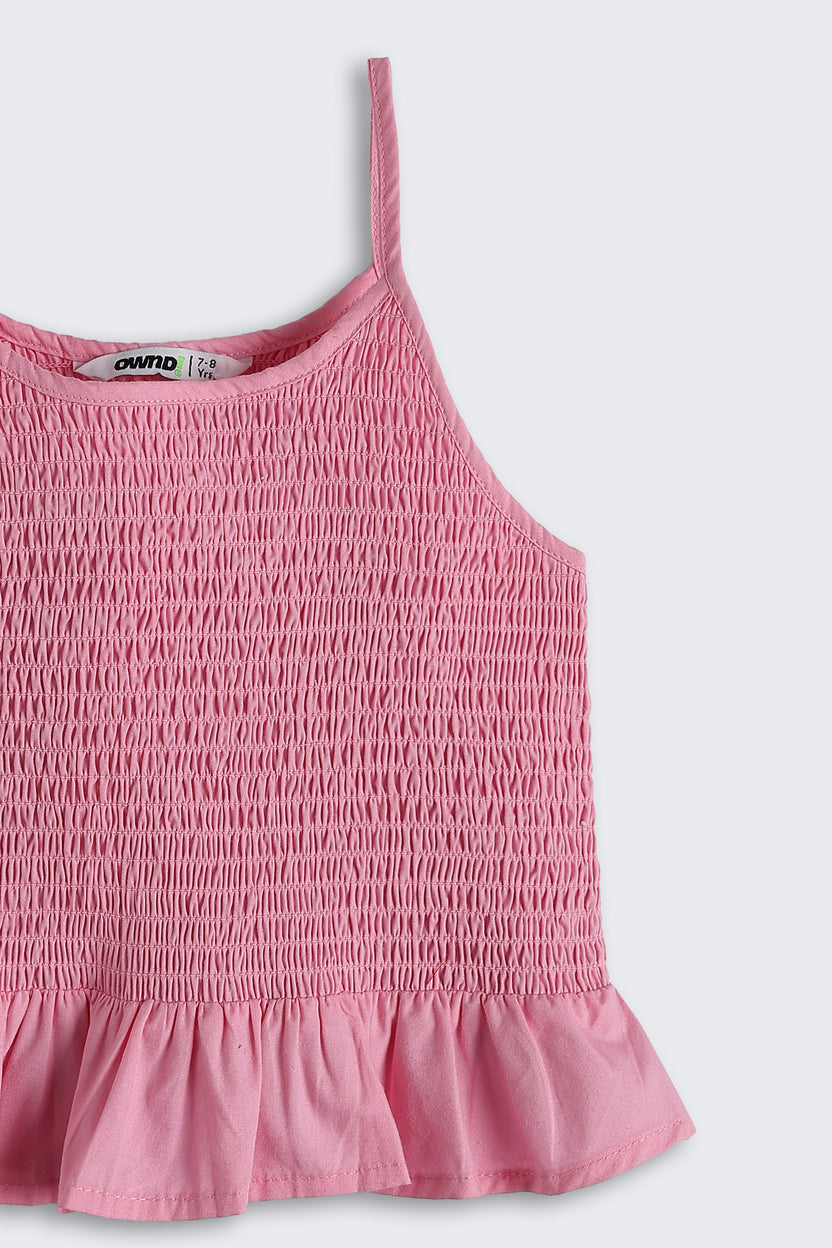 Pink Shirred Regular Fit Tops for Girls - Image 4