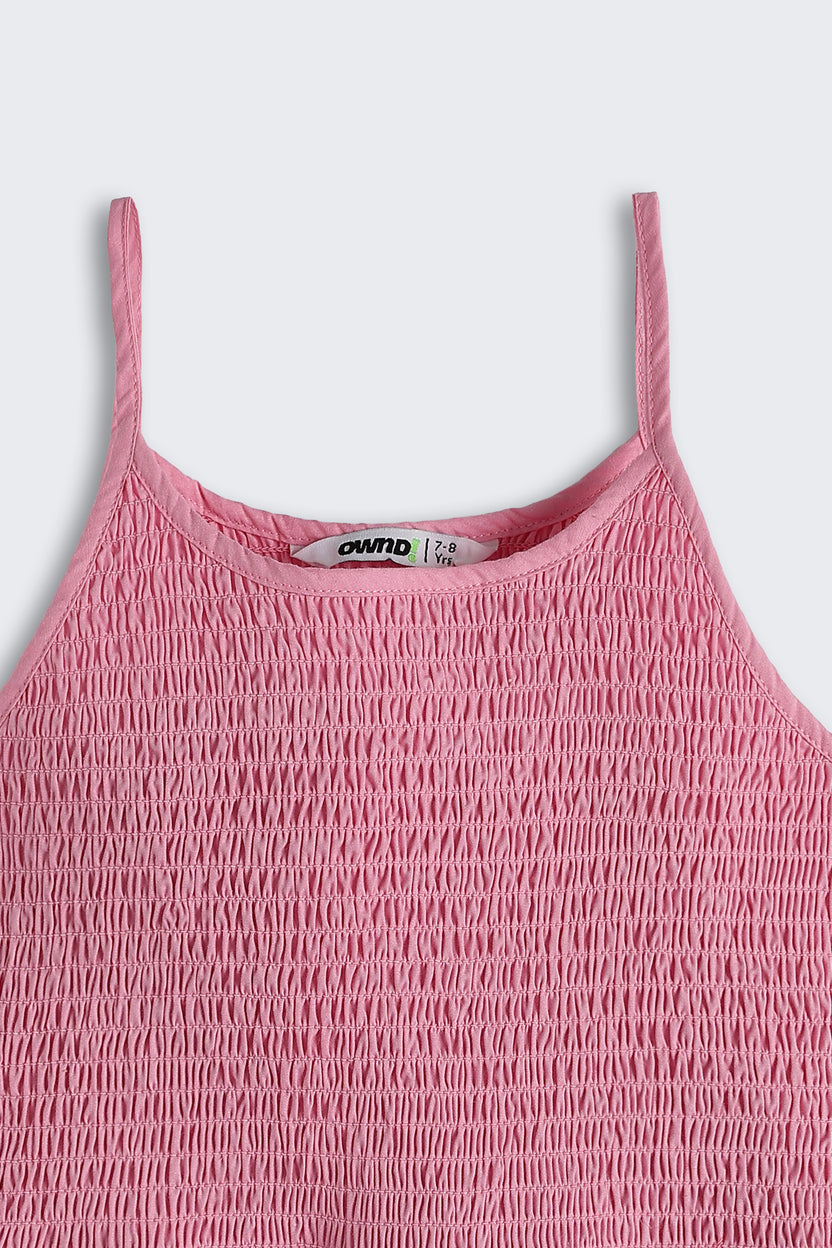Pink Shirred Regular Fit Tops for Girls - Image 5