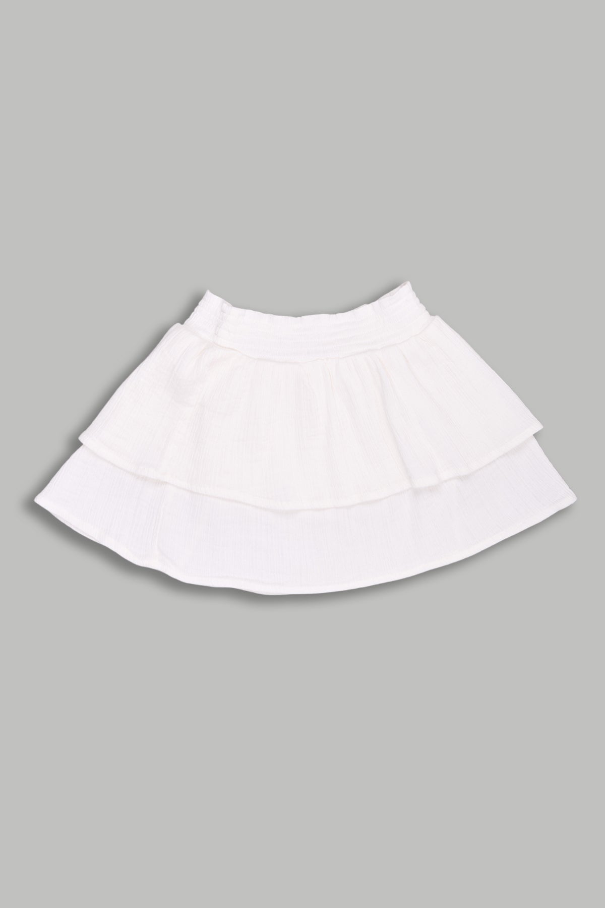 White Regular Fit Solid Skirt for Girls - Image 2