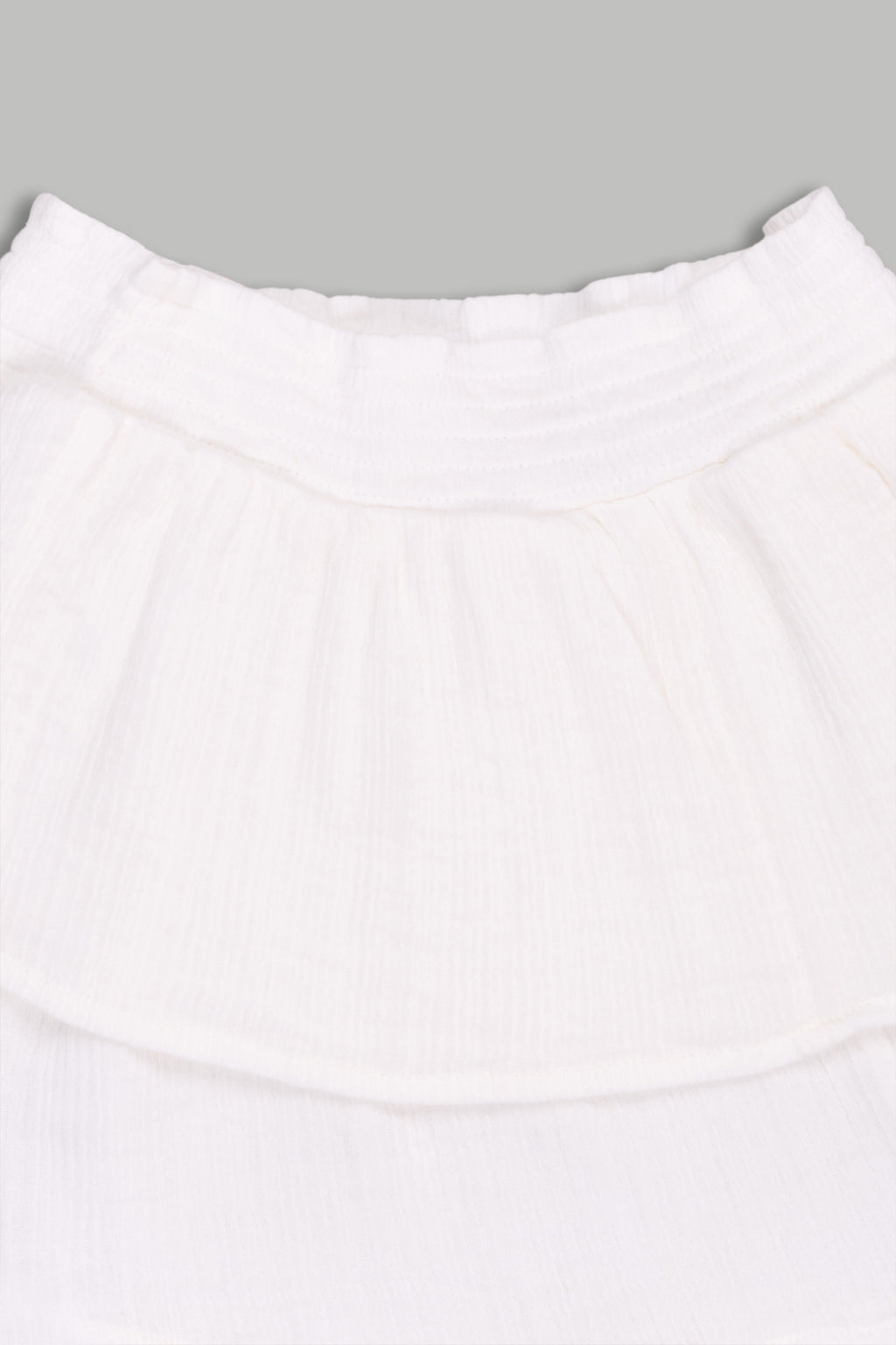 White Regular Fit Solid Skirt for Girls - Image 3
