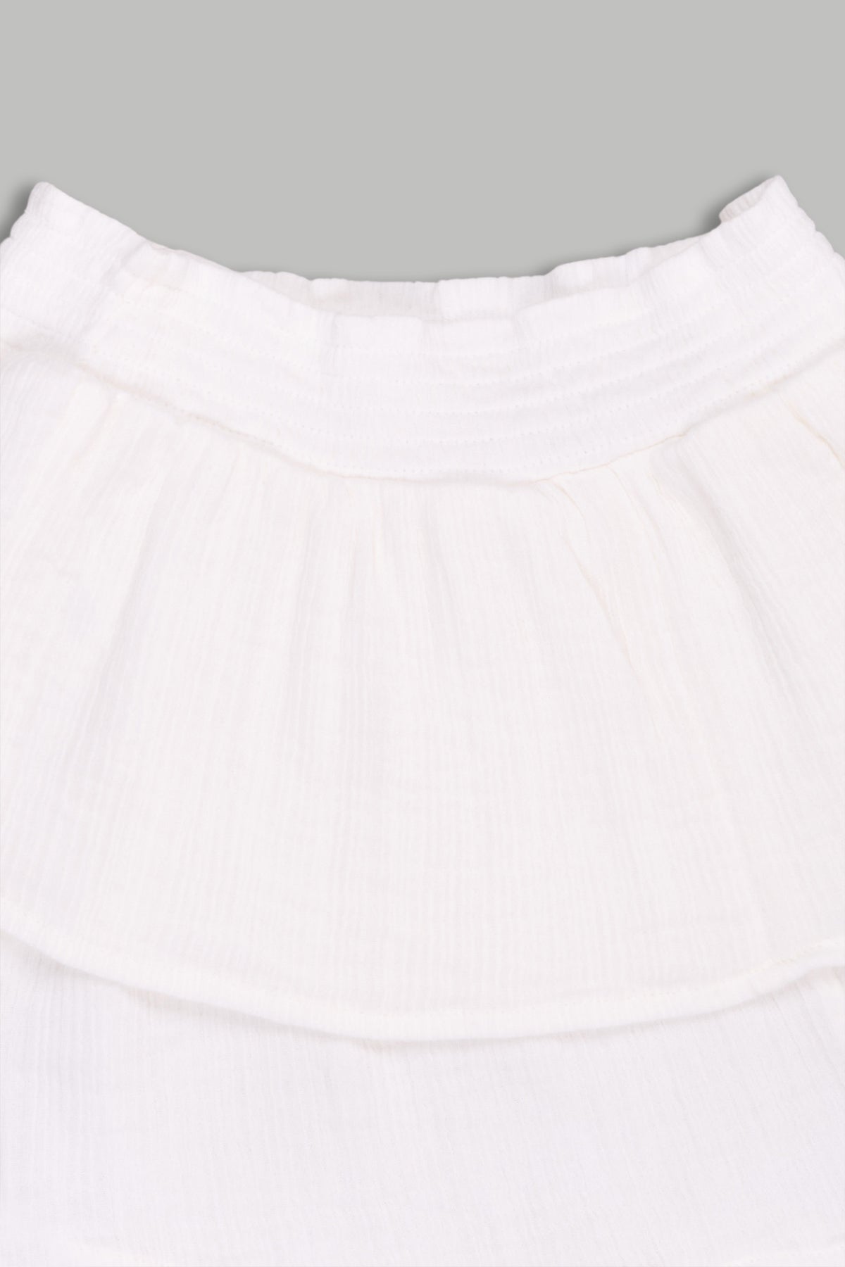 White Regular Fit Solid Skirt for Girls - Image 3