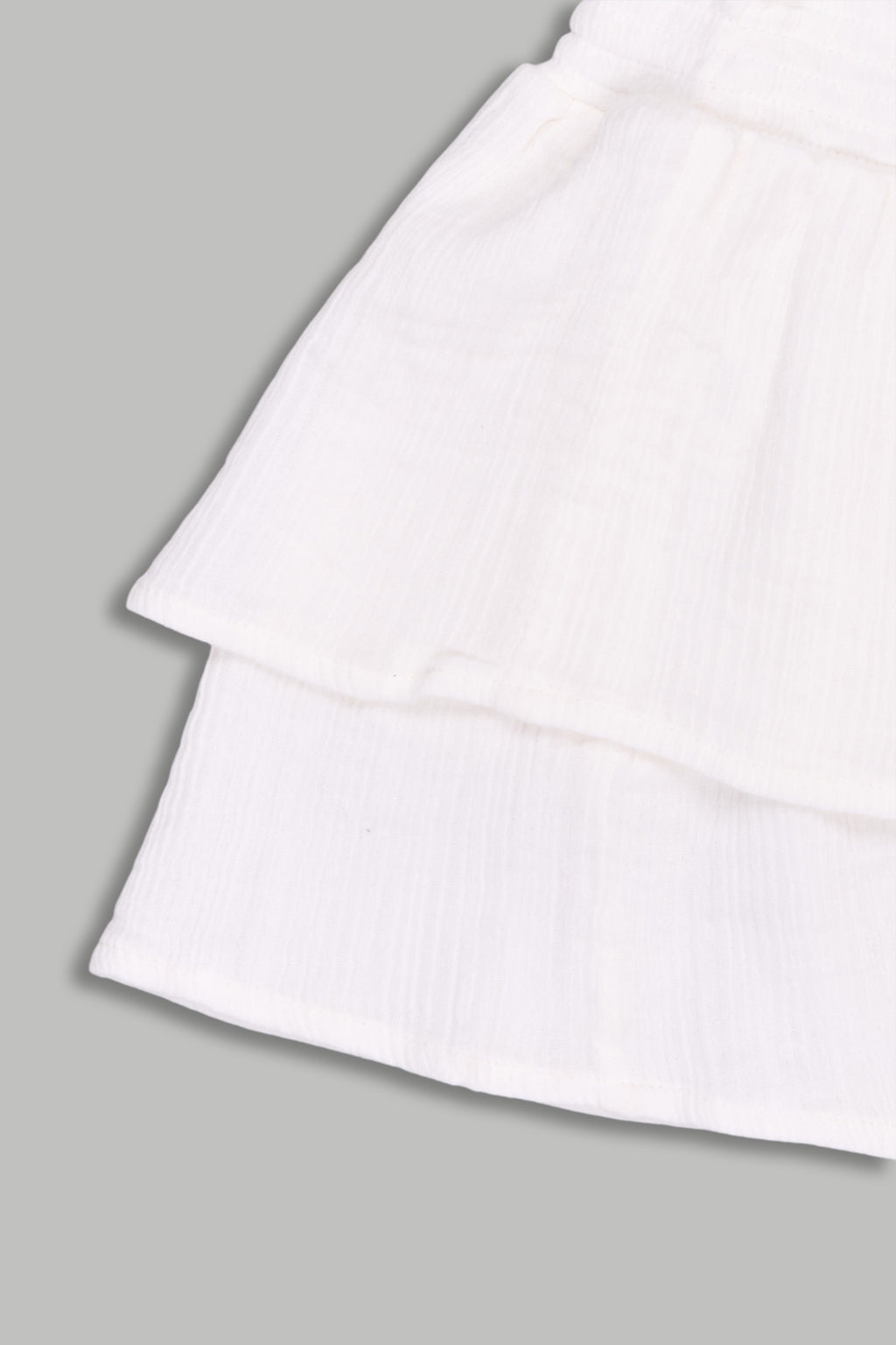 White Regular Fit Solid Skirt for Girls - Image 4