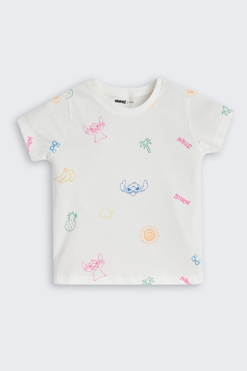 Off White Graphic Printed Regular Fit Night Suit for Girls - Image 3
