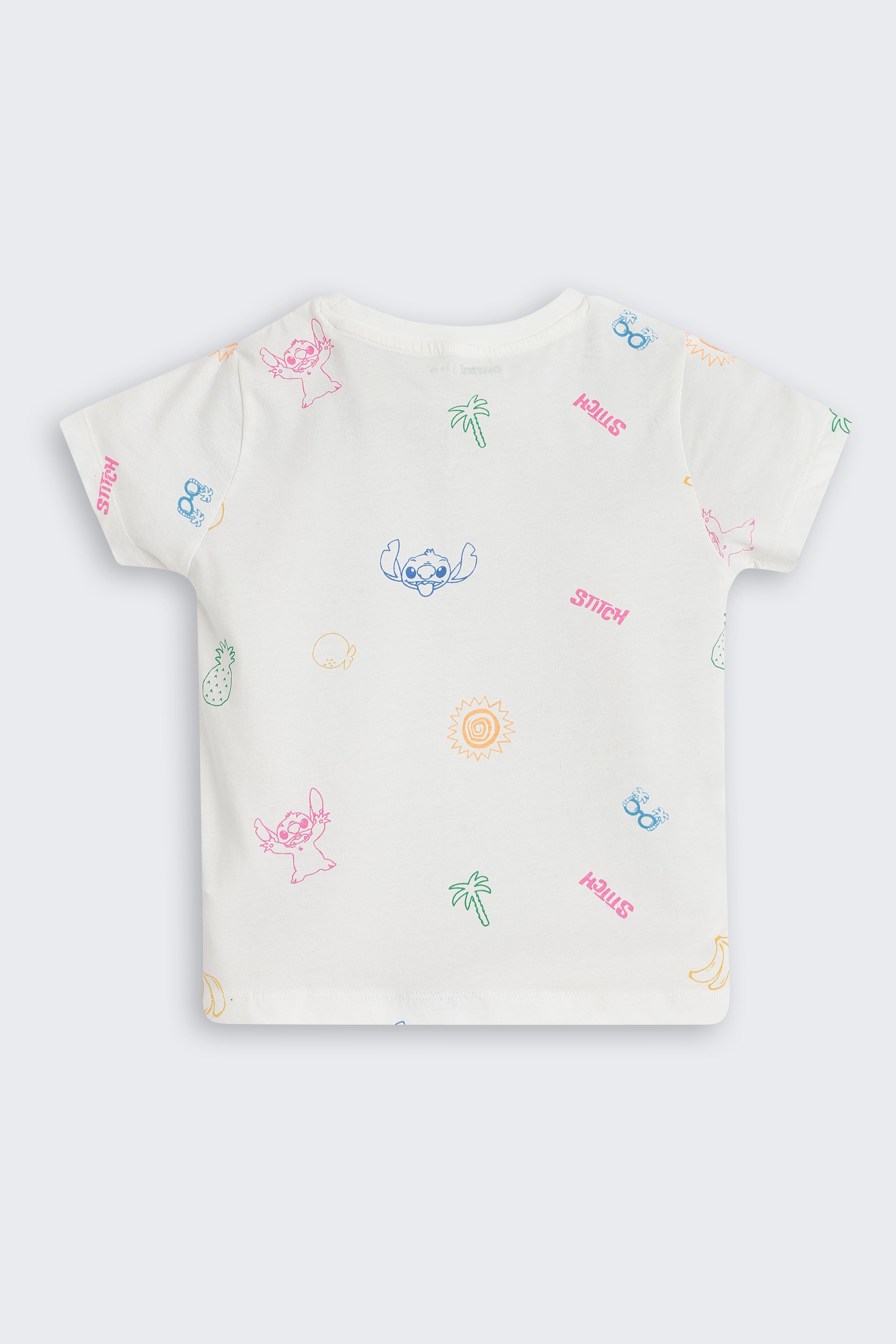 Off White Graphic Printed Regular Fit Night Suit for Girls - Image 4