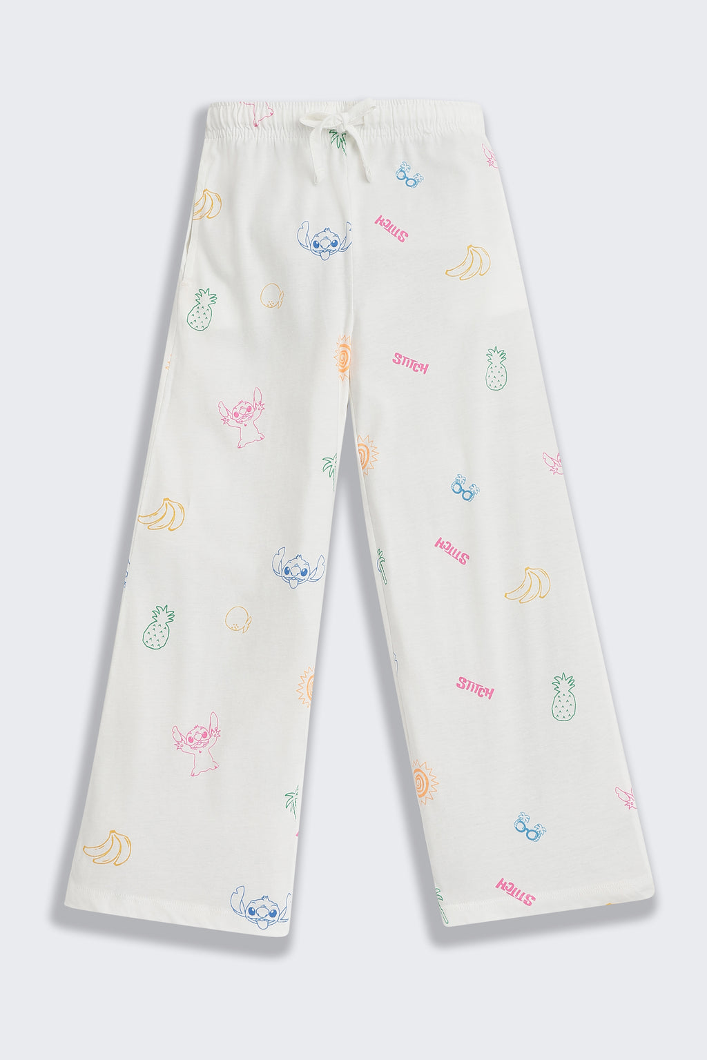 Off White Graphic Printed Regular Fit Night Suit for Girls - Image 5