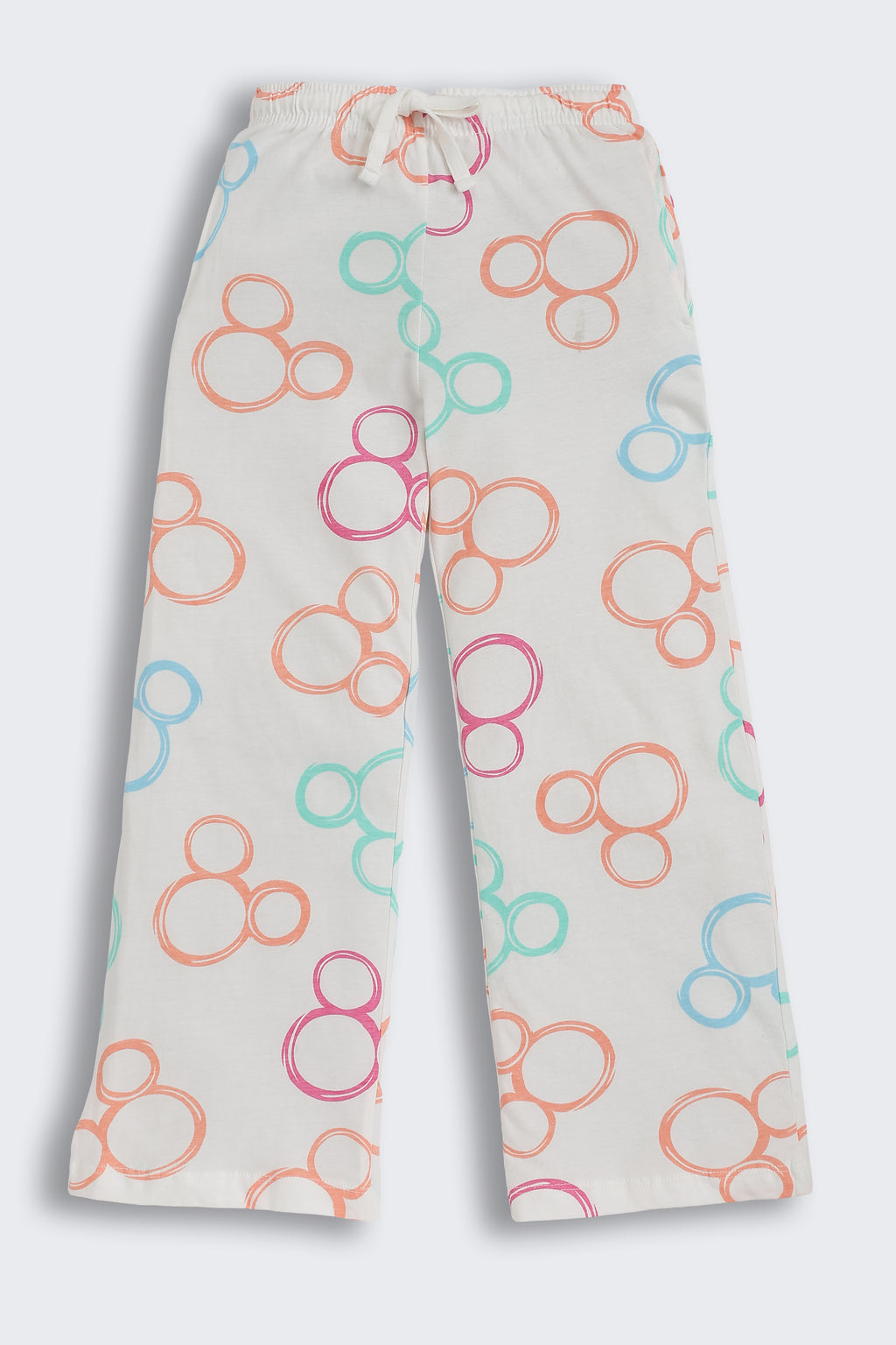 White Micky Mouse Printed Regular Fit Night Suits for Girls - Image 4