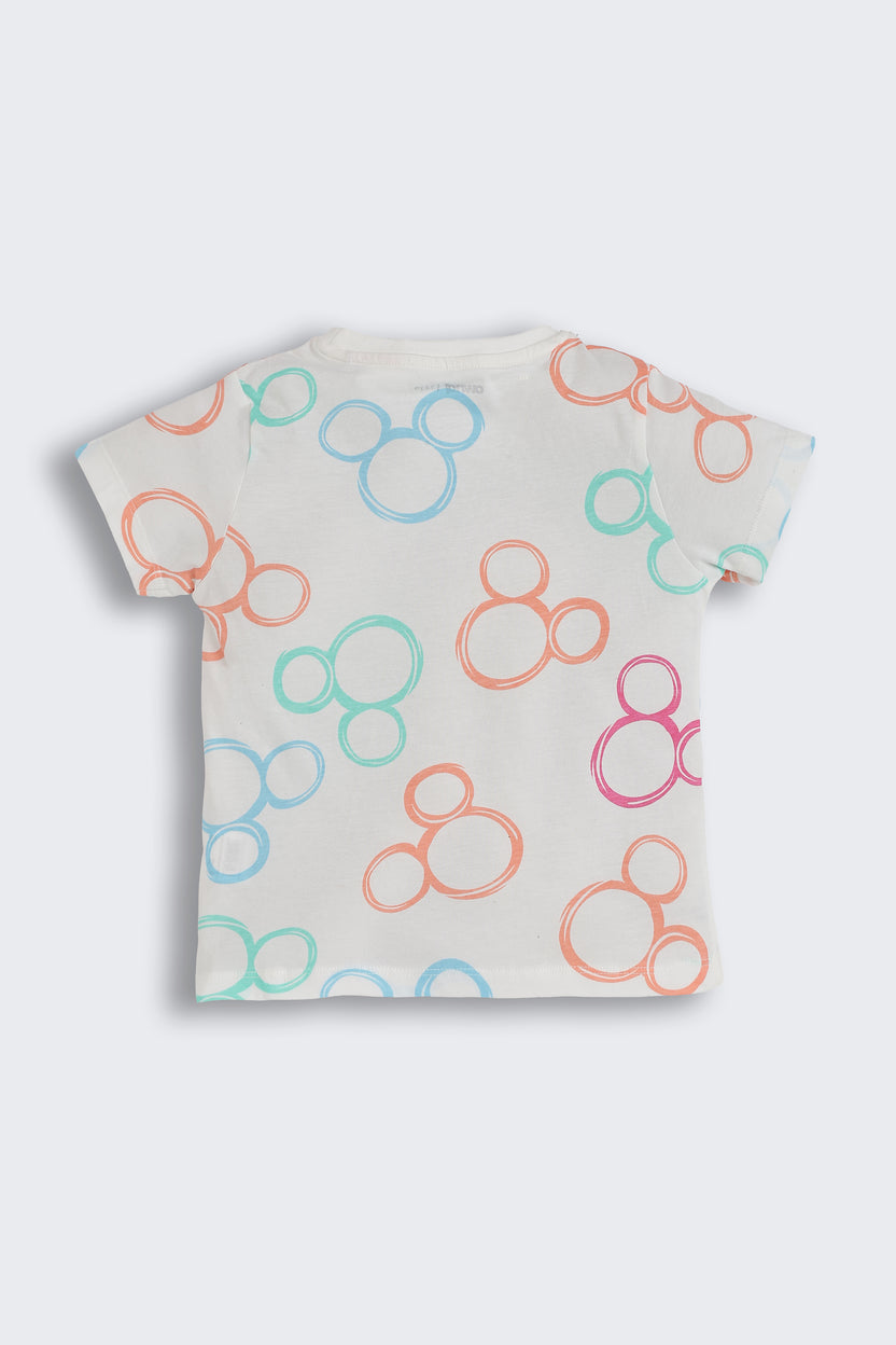White Micky Mouse Printed Regular Fit Night Suits for Girls - Image 5