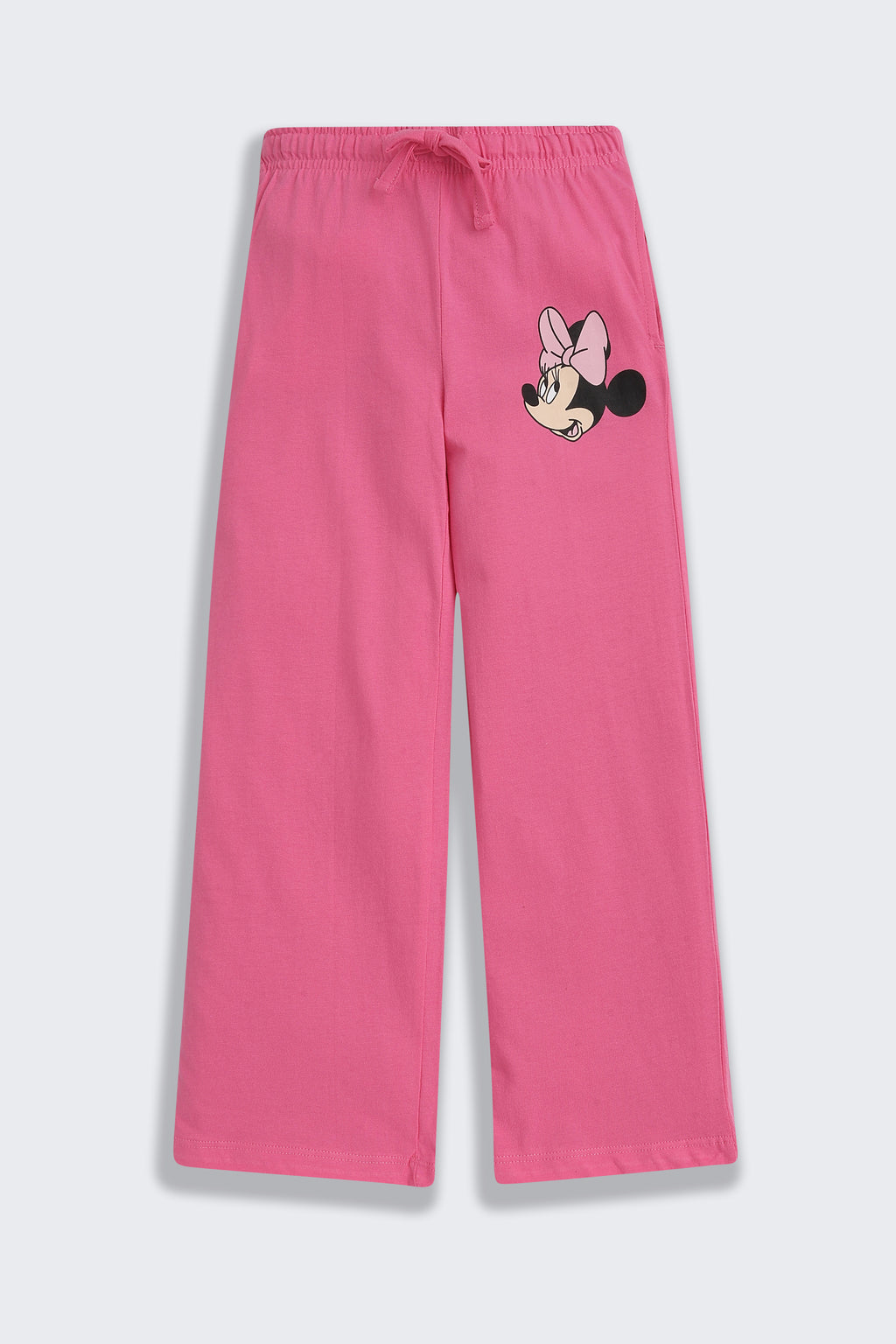 Pink Minnie Mouse Graphic Printed Regular Fit Night Suit for Girls - Image 5