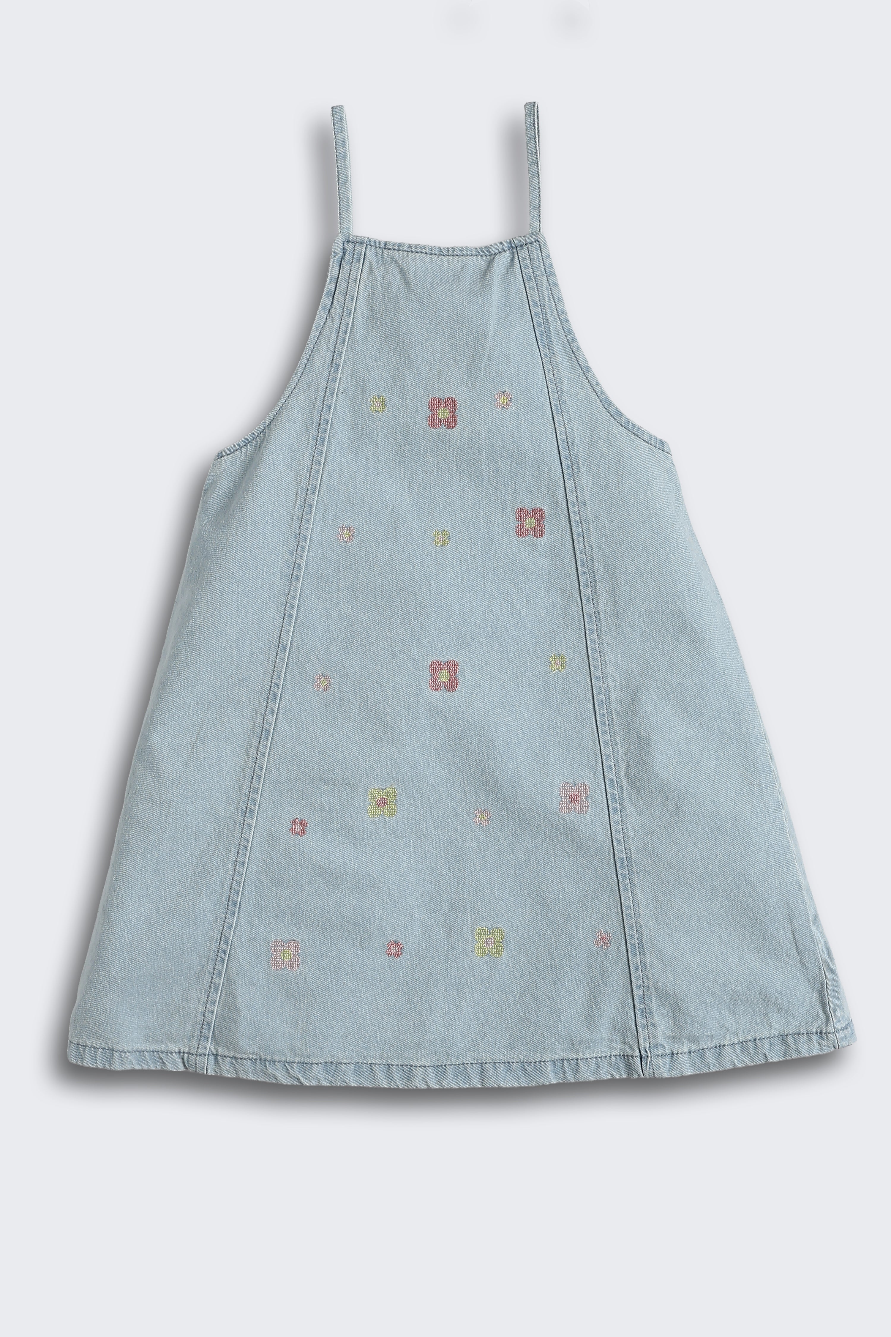 Light Blue Shoulder Straps Sleeves Regular Fit Dresses for Girls - Image 2