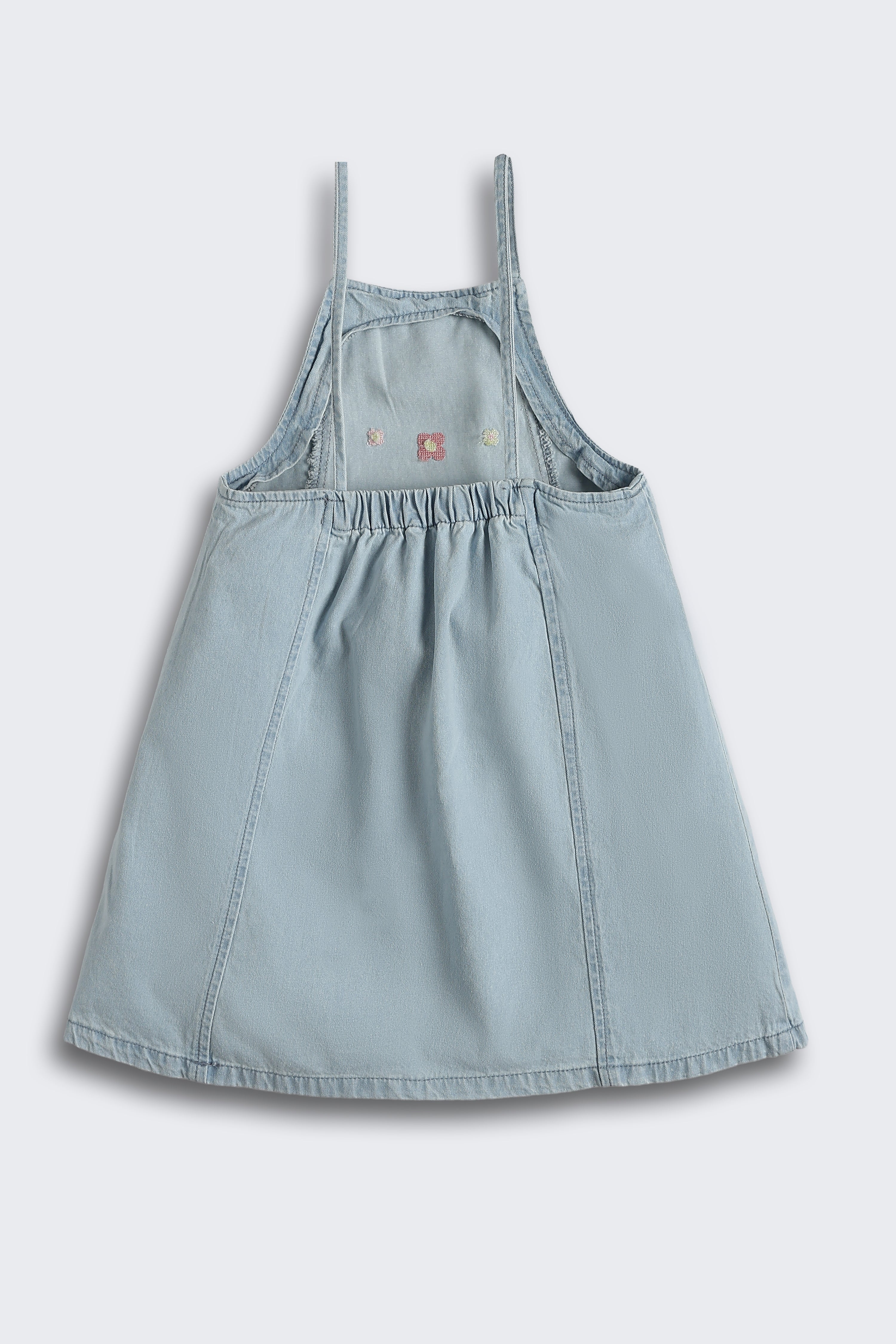 Light Blue Shoulder Straps Sleeves Regular Fit Dresses for Girls - Image 3