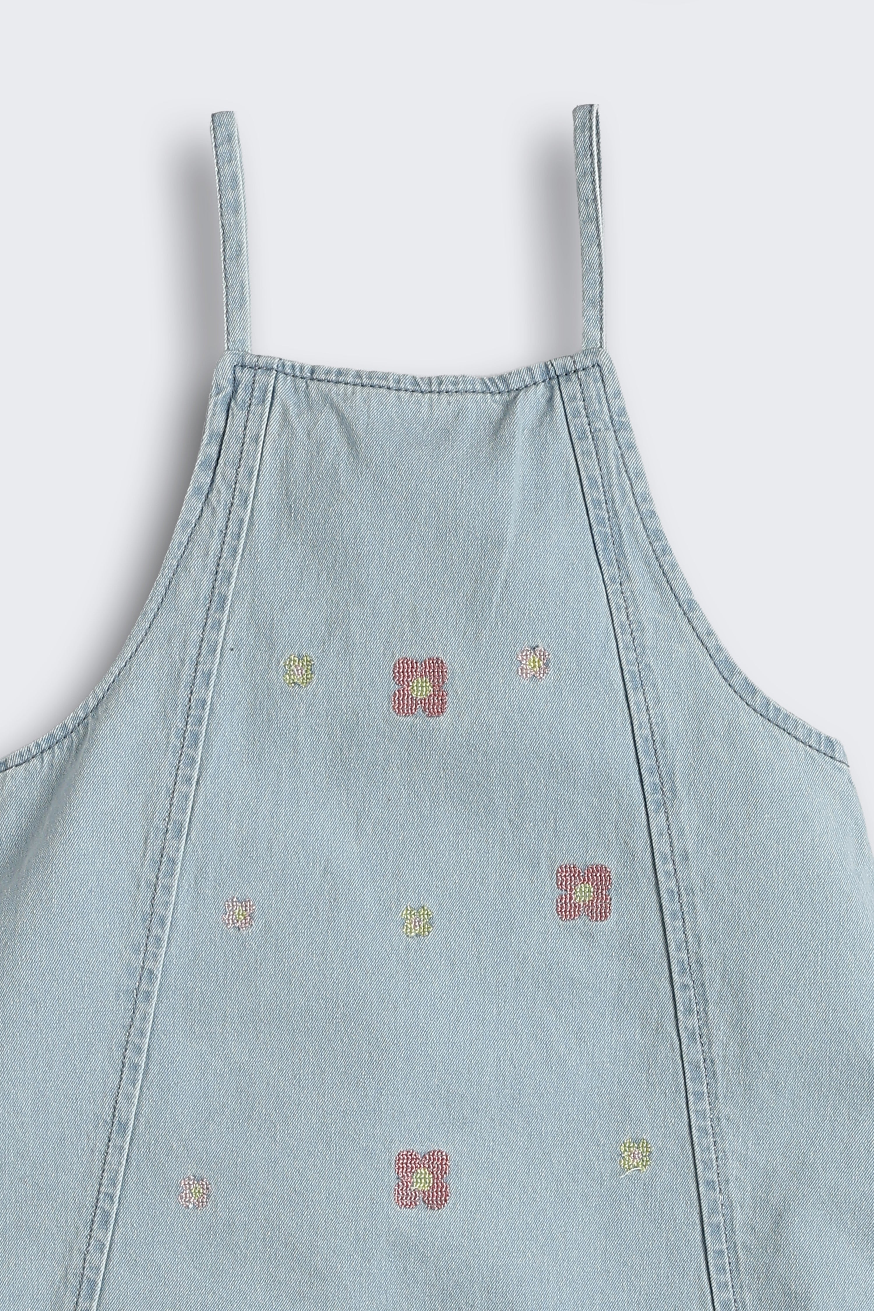 Light Blue Shoulder Straps Sleeves Regular Fit Dresses for Girls - Image 4