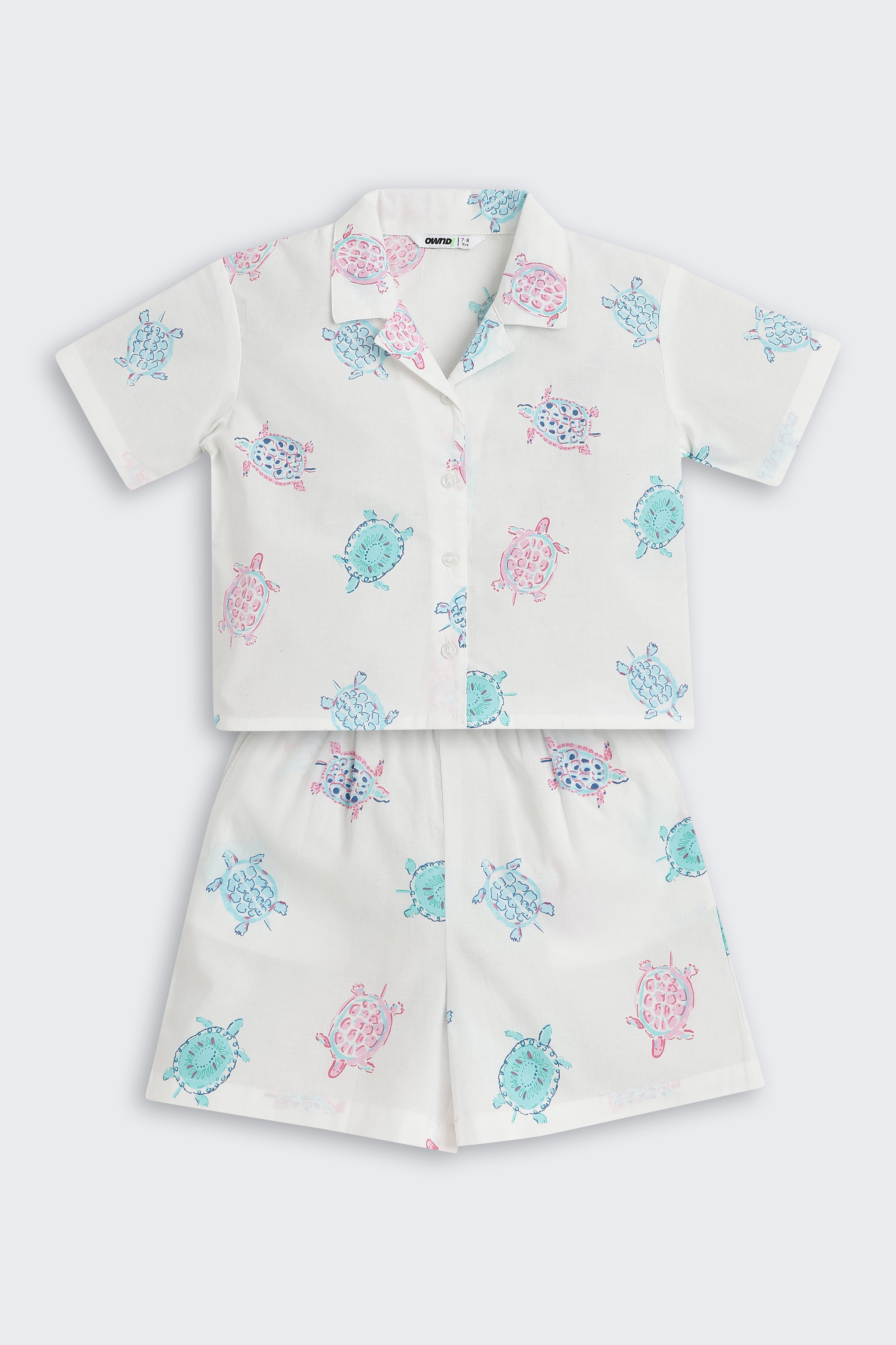 White Tortoise Printed Regular Fit Co-ord Set for Girls - Image 2