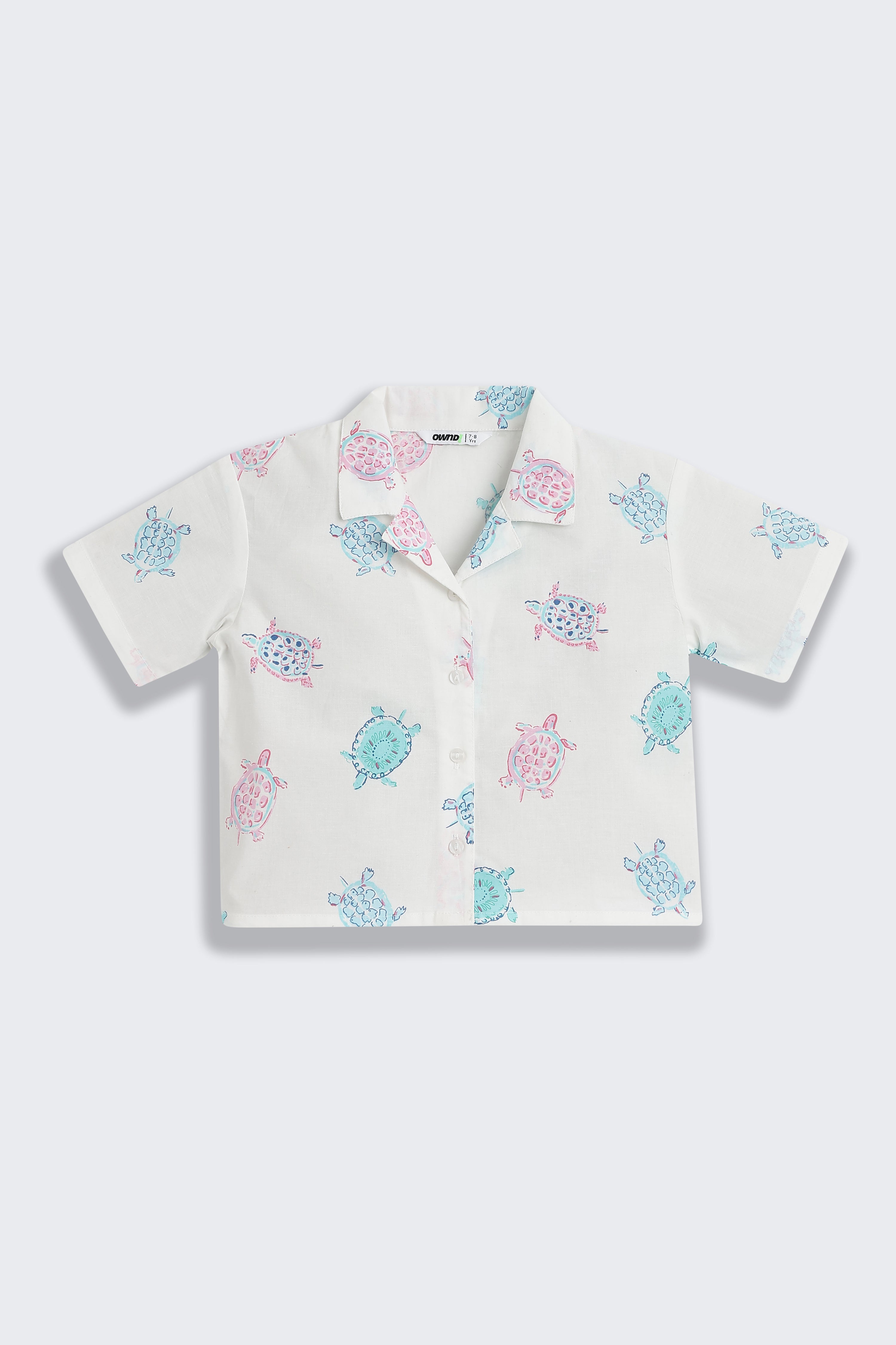 White Tortoise Printed Regular Fit Co-ord Set for Girls - Image 3
