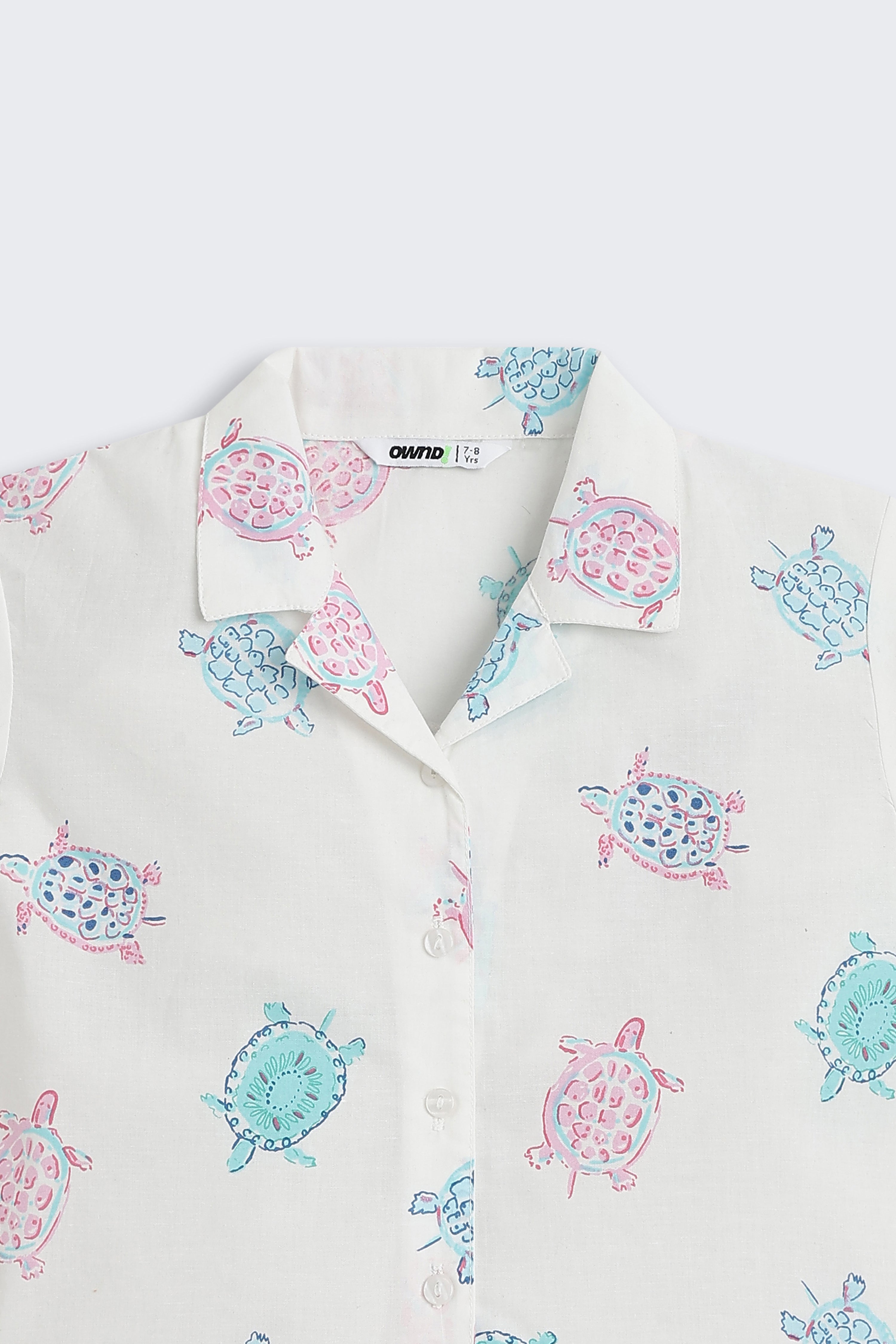 White Tortoise Printed Regular Fit Co-ord Set for Girls - Image 6