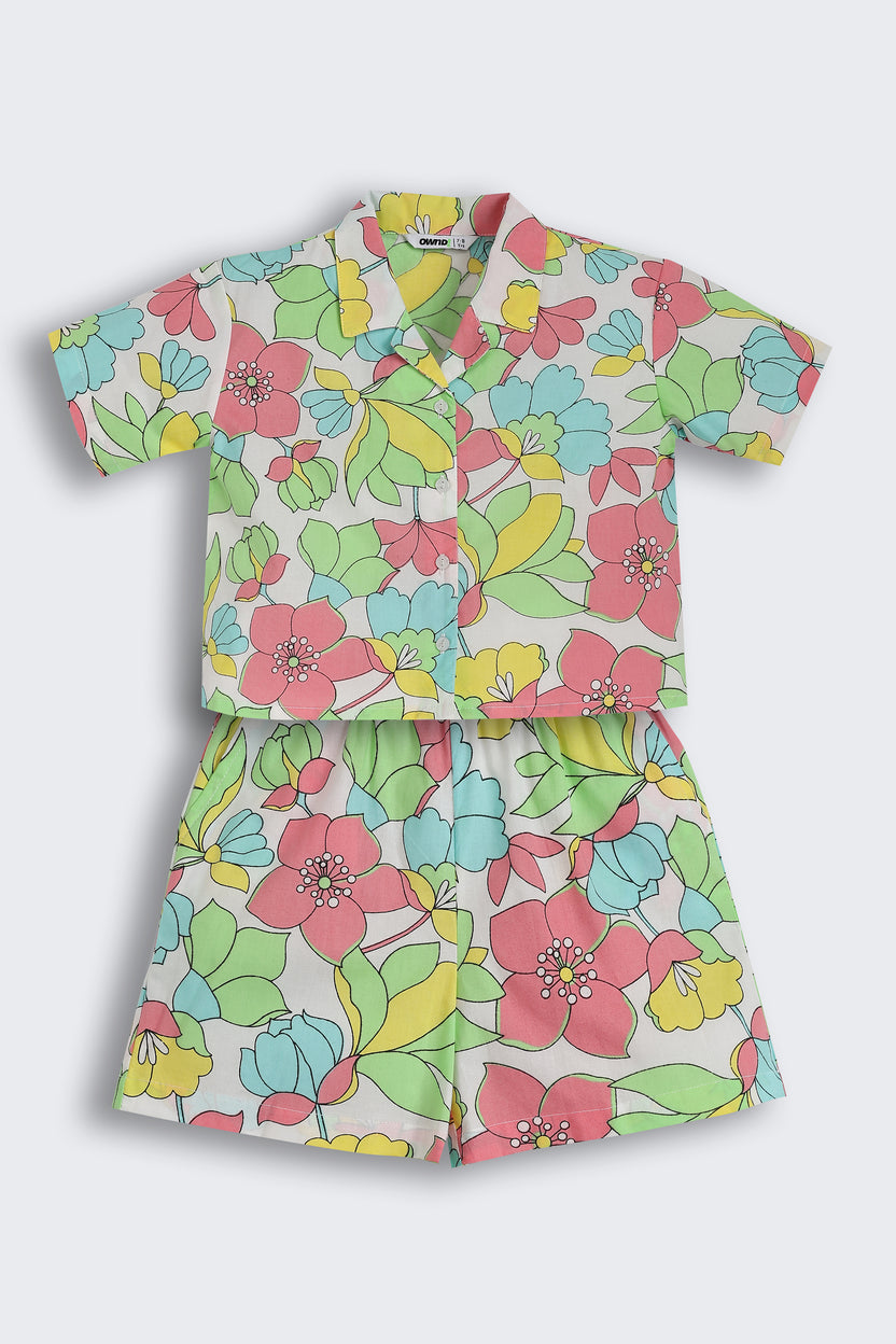 Multi Coloured Floral Regular Fit Co-Ord Sets for Girls - Image 2