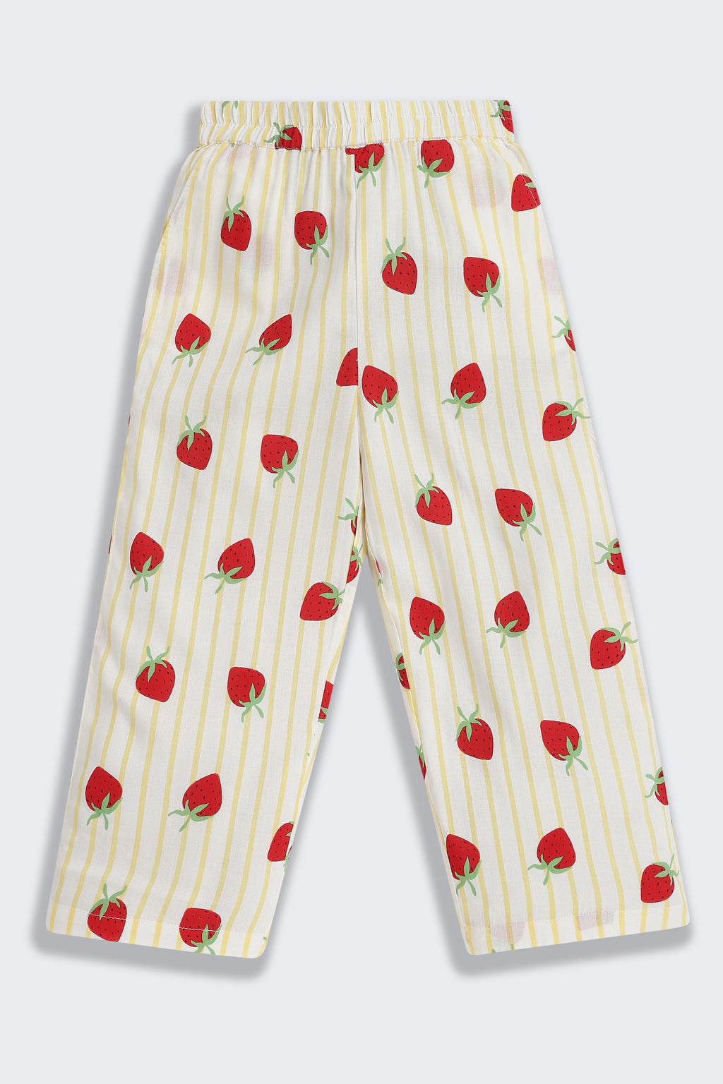 Yellow Strawberry Printed Regular Fit Co-ord Set for Girls - Image 5