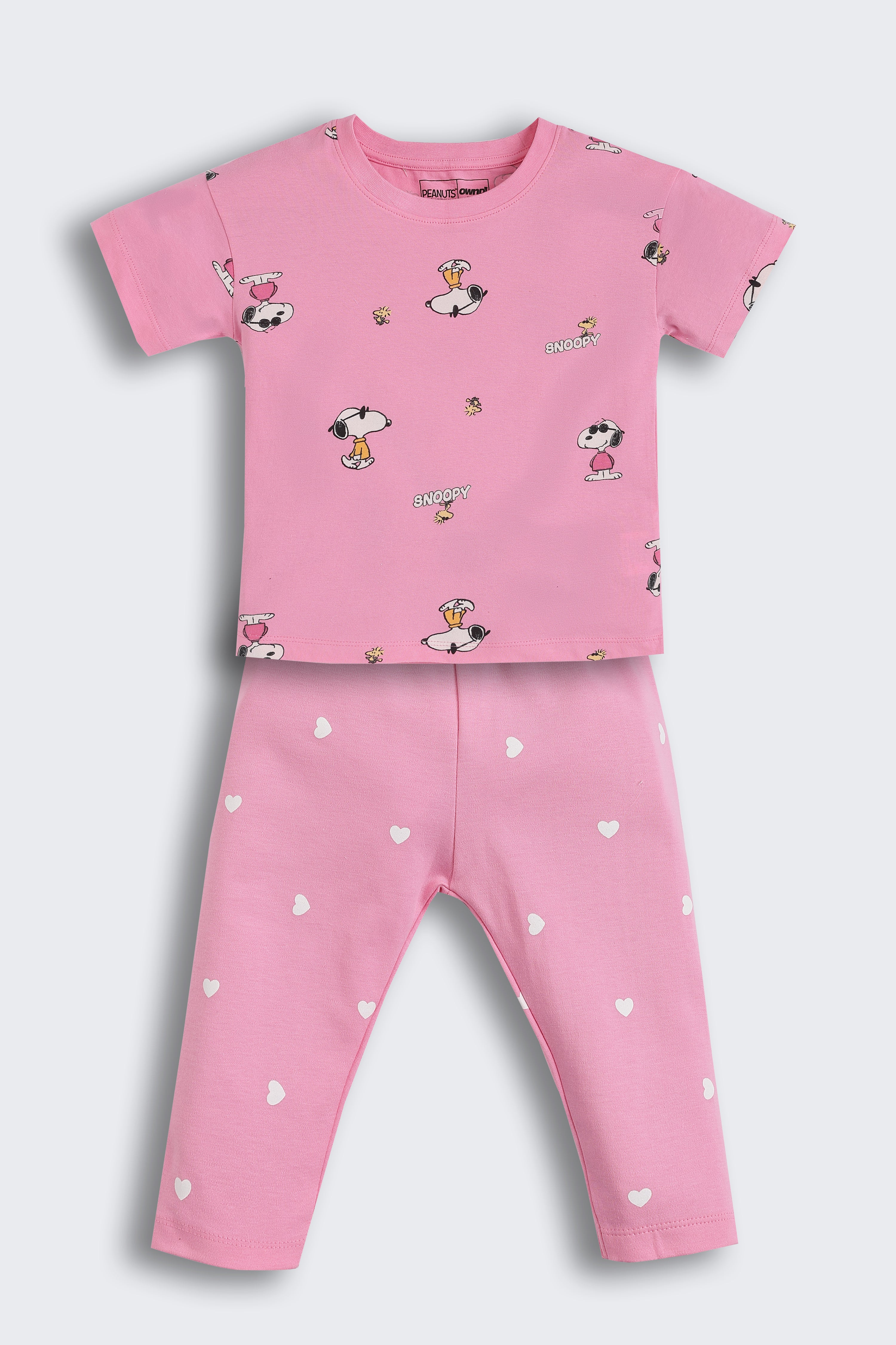 Pink Printed Regular Fit Co-ord Set for Girls - Image 2