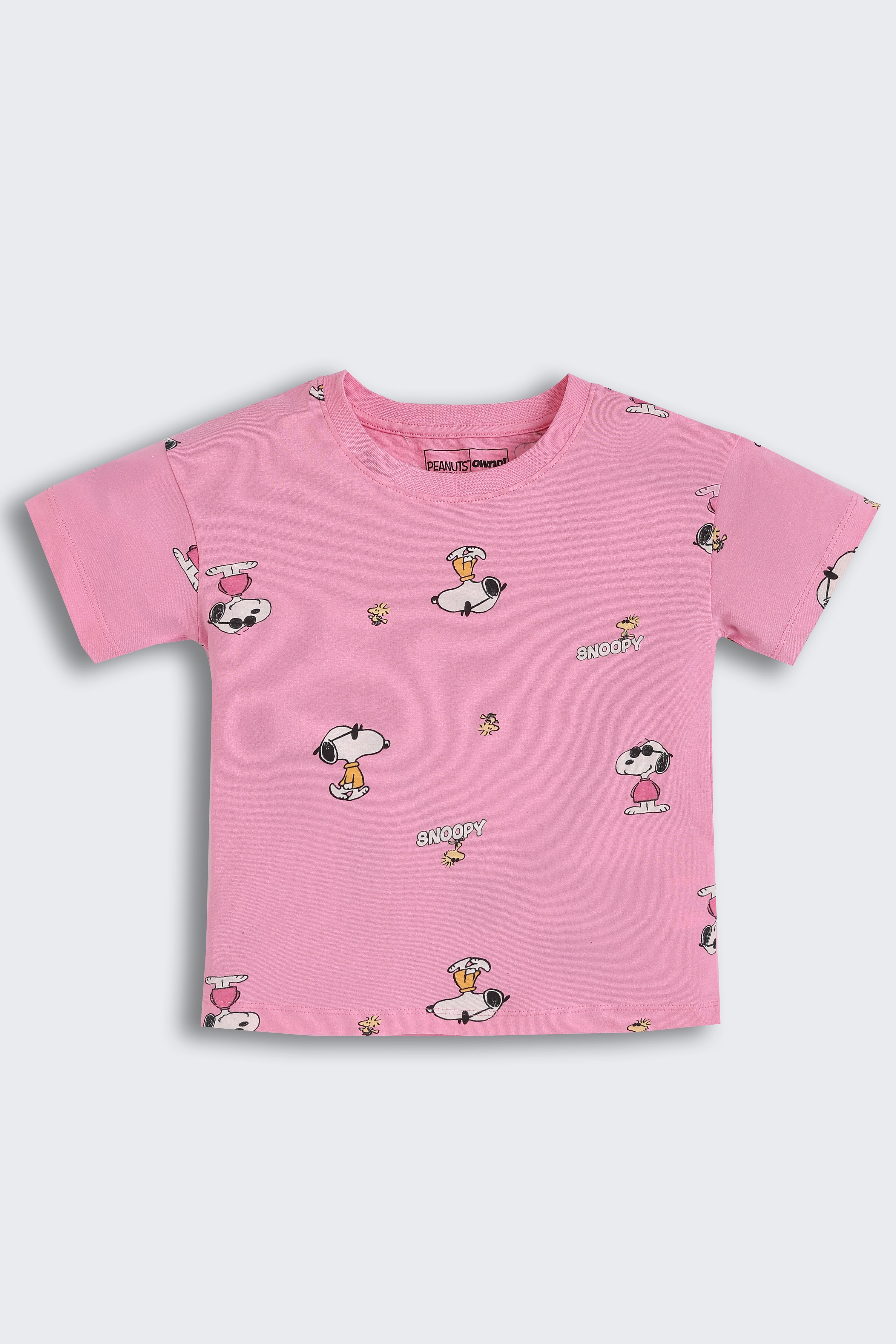 Pink Printed Regular Fit Co-ord Set for Girls - Image 3
