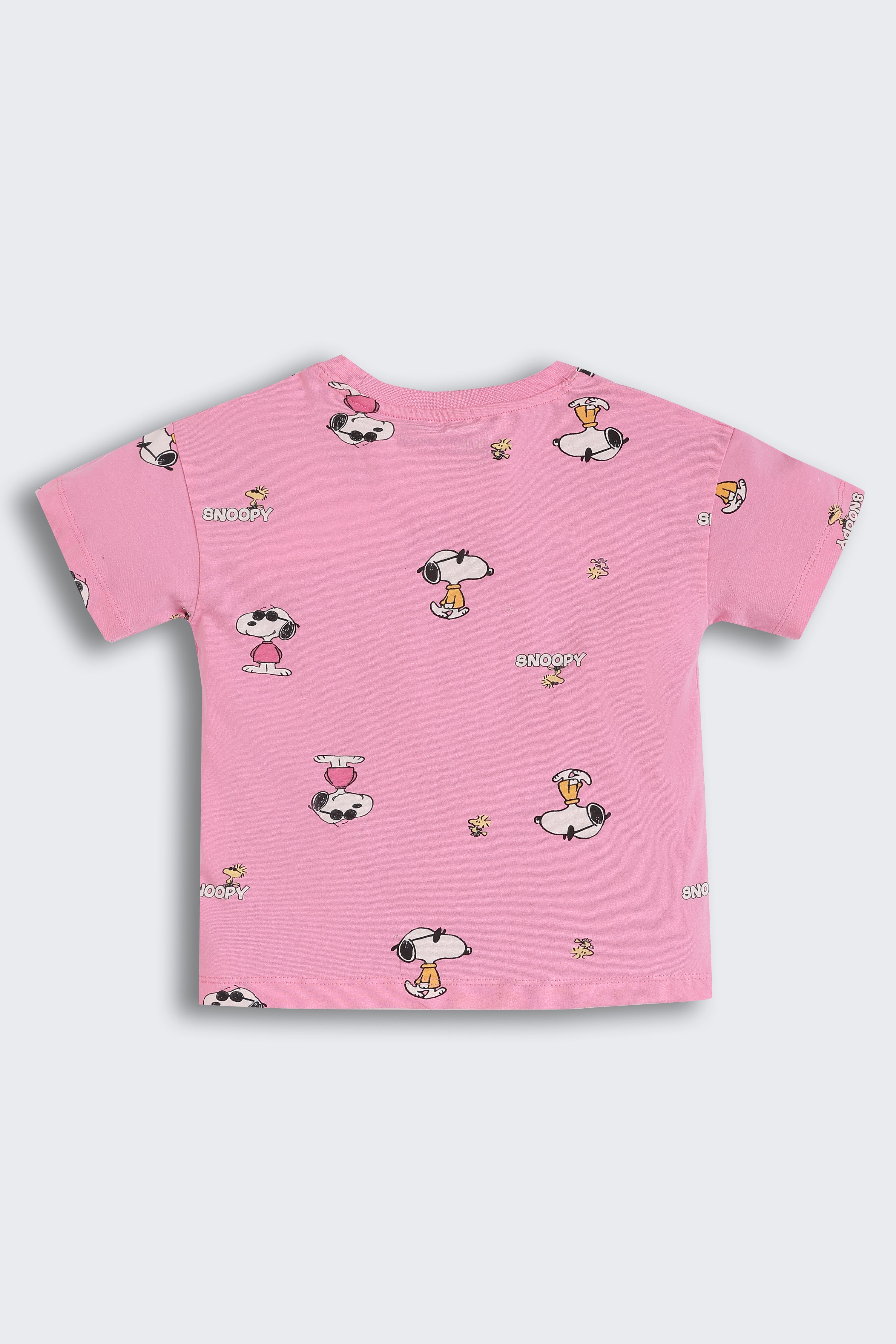 Pink Printed Regular Fit Co-ord Set for Girls - Image 4
