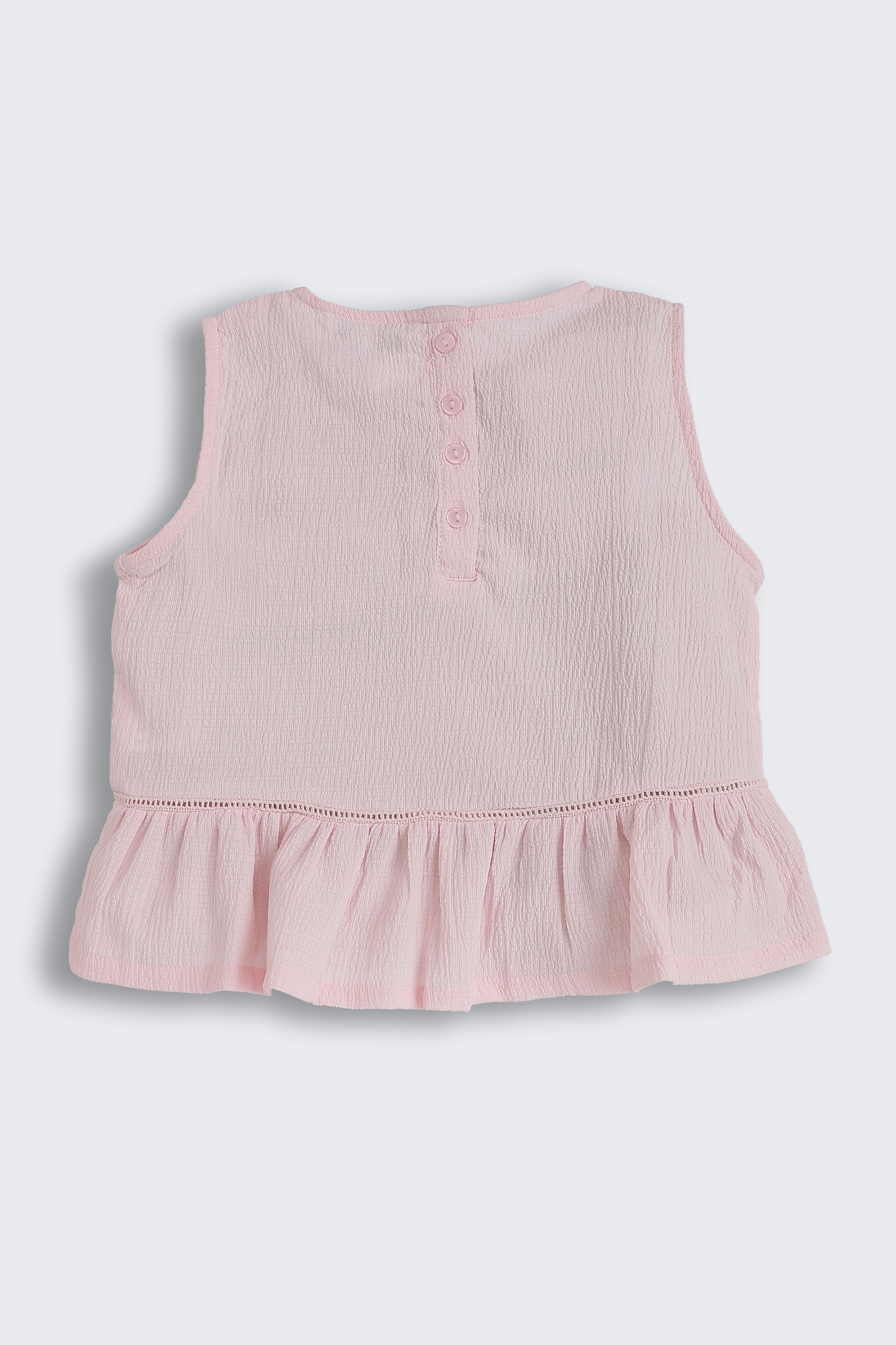 Pink Solid Regular Fit Co-ord Set for Girls - Image 3