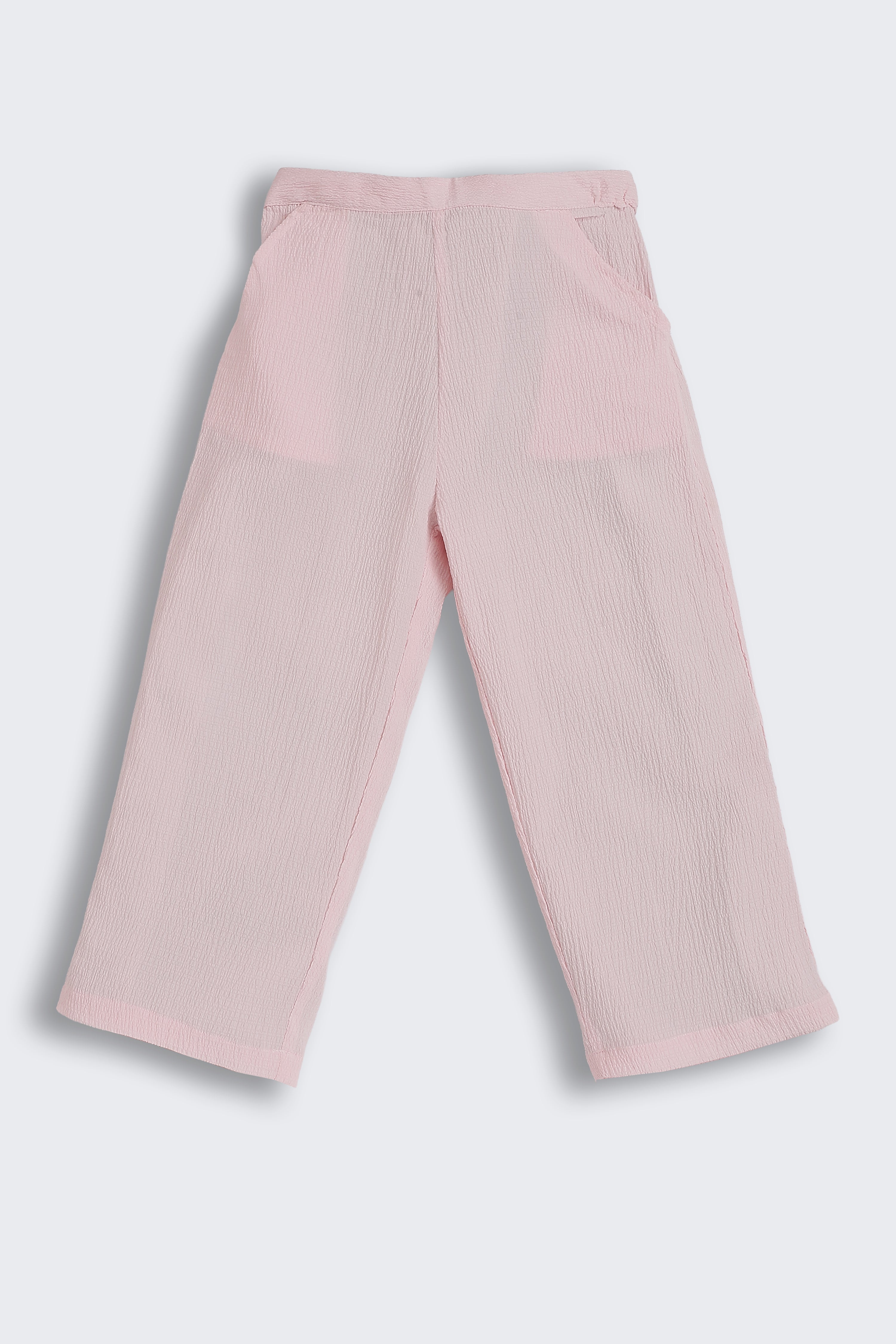 Pink Solid Regular Fit Co-ord Set for Girls - Image 4