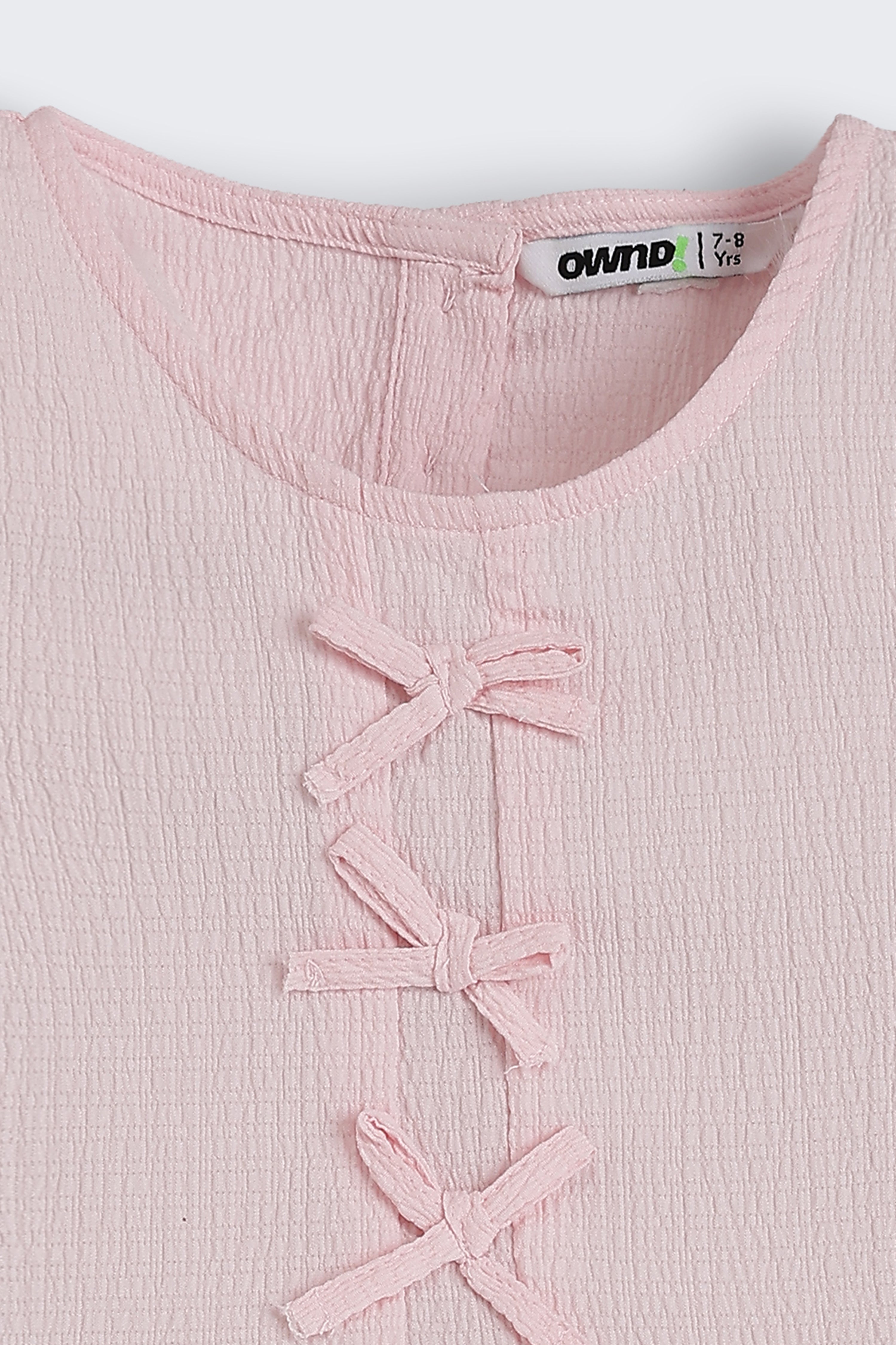 Pink Solid Regular Fit Co-ord Set for Girls - Image 6