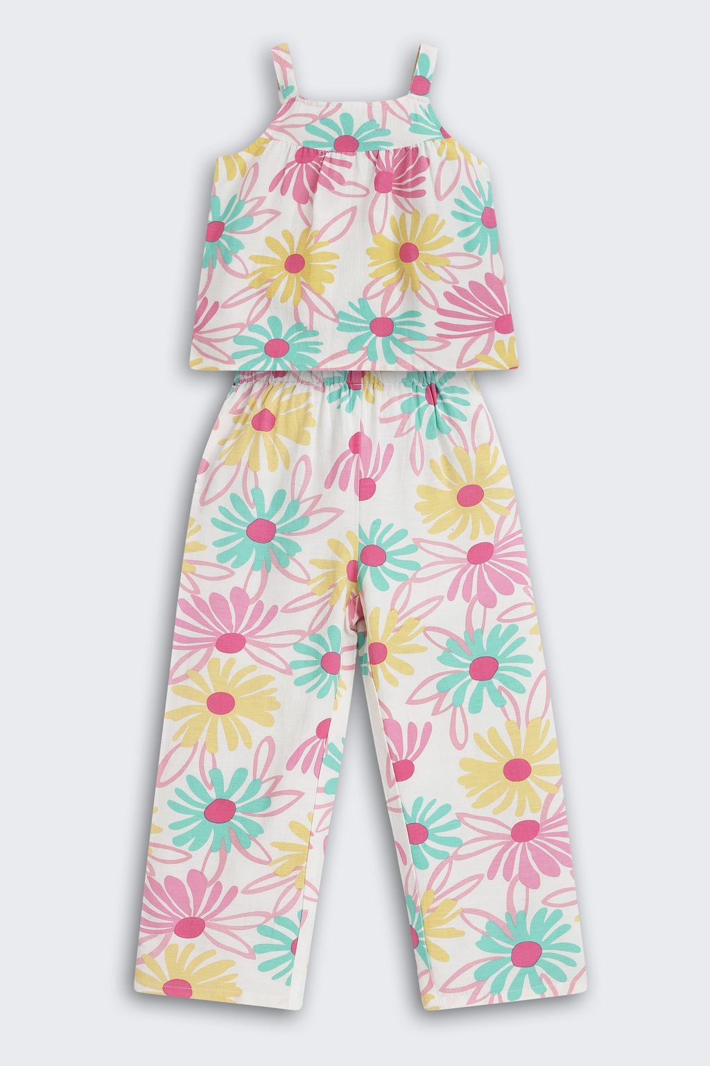 Multi-coloured Floral All - Over Printed Regular Fit Co-ord Set for Girls - Image 2