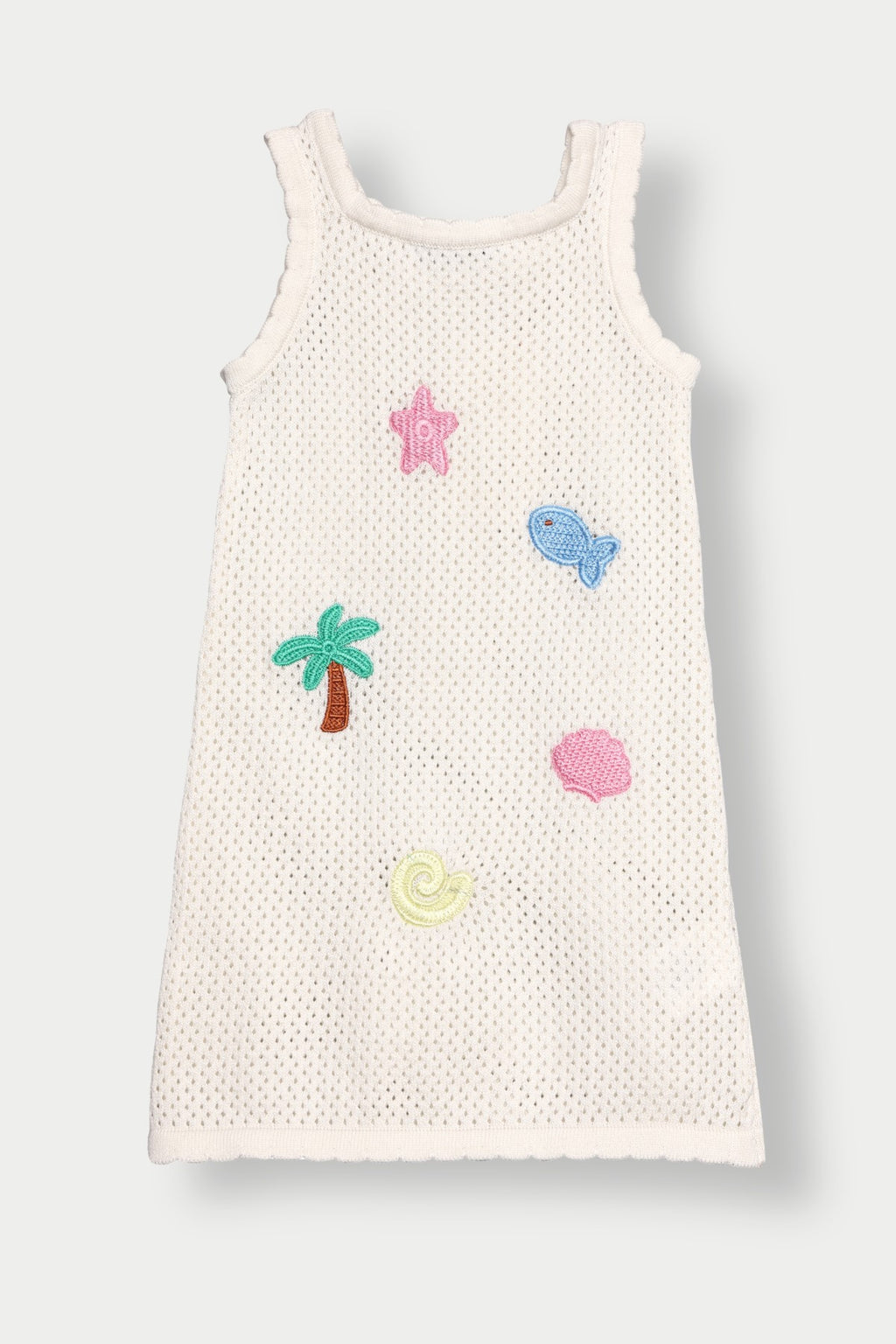 Off White Sef Life Self Design Regular Fit Dress for Infant Girls - Image 2