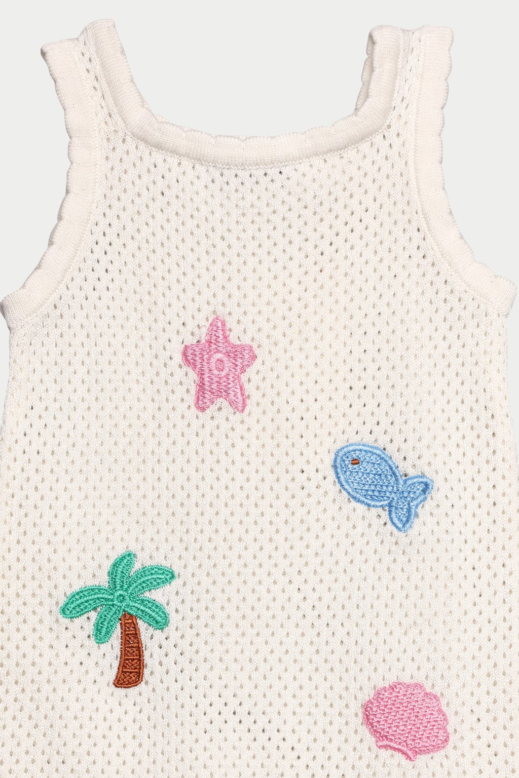 Off White Sef Life Self Design Regular Fit Dress for Infant Girls - Image 4