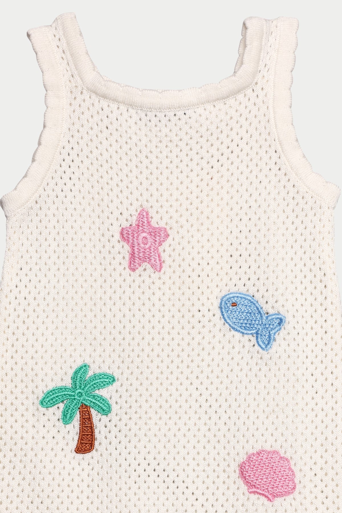 Off White Sef Life Self Design Regular Fit Dress for Infant Girls - Image 4