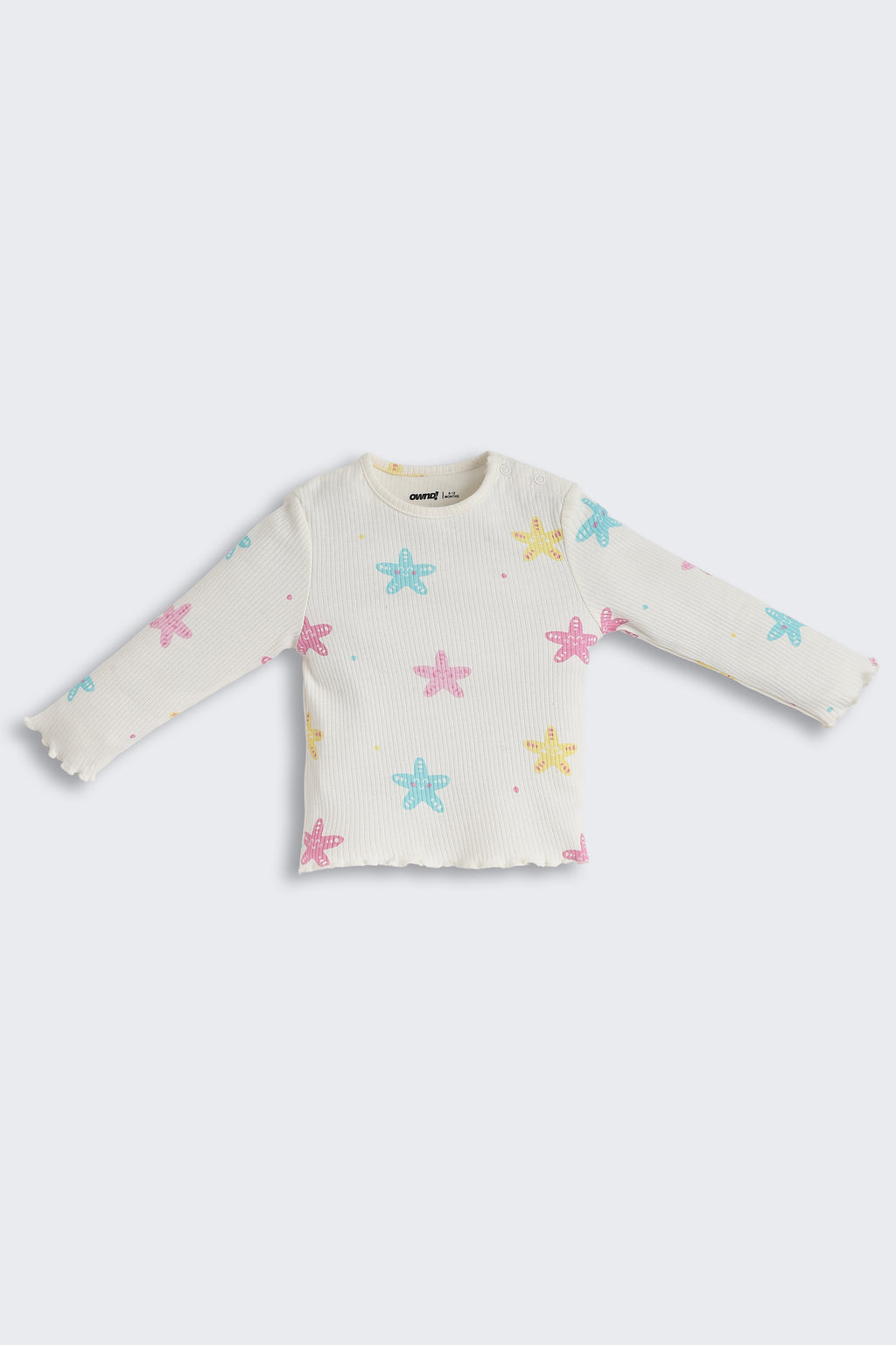 Off White Star Printed Regular Fit Co-ord Set for Infant Girls - Image 3