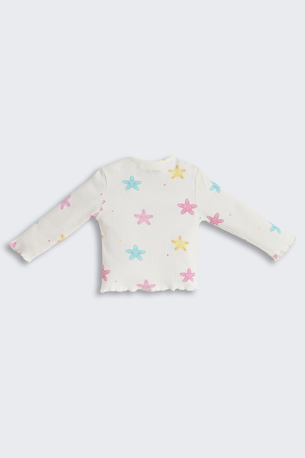 Off White Star Printed Regular Fit Co-ord Set for Infant Girls - Image 4