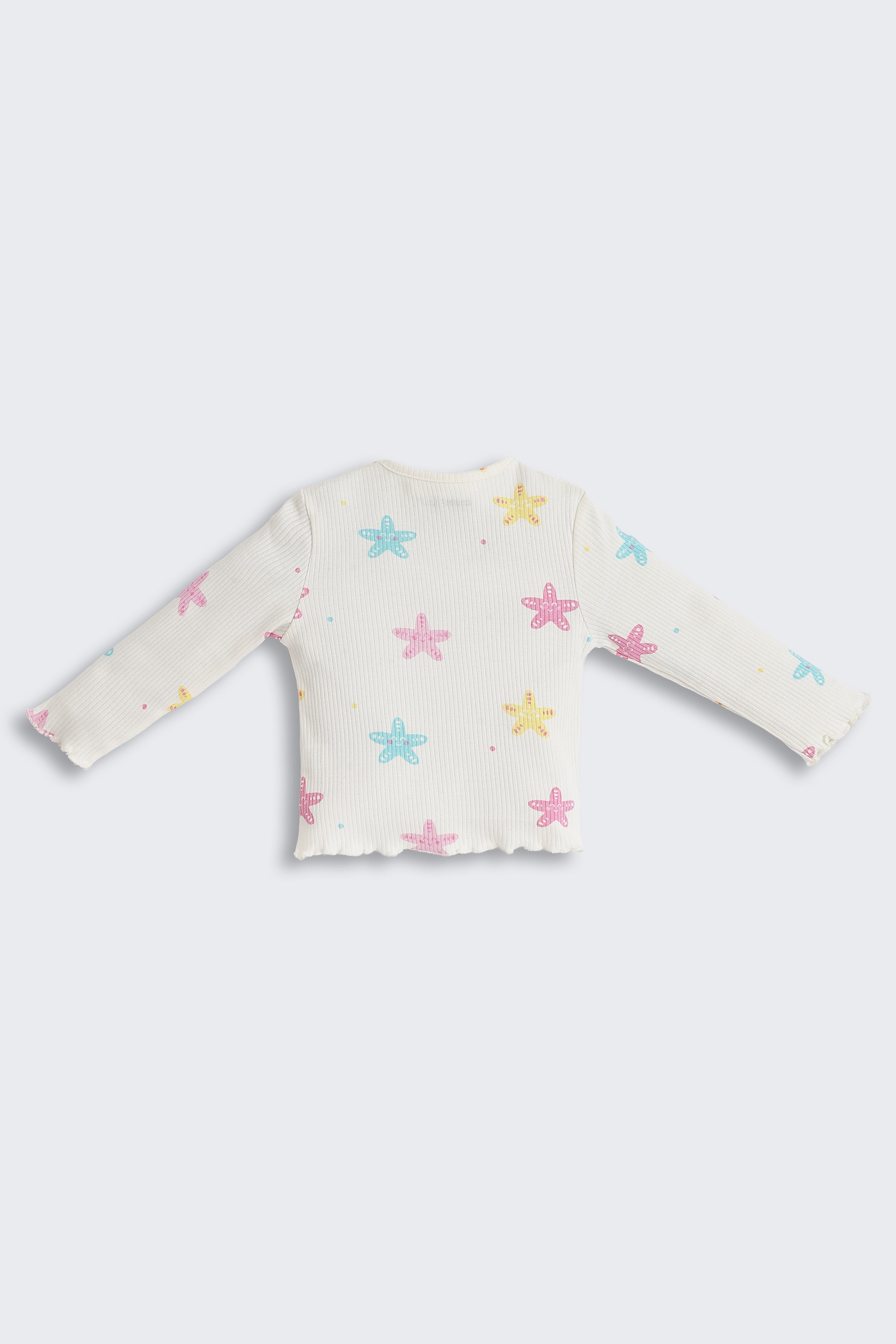 Off White Star Printed Regular Fit Co-ord Set for Infant Girls - Image 4