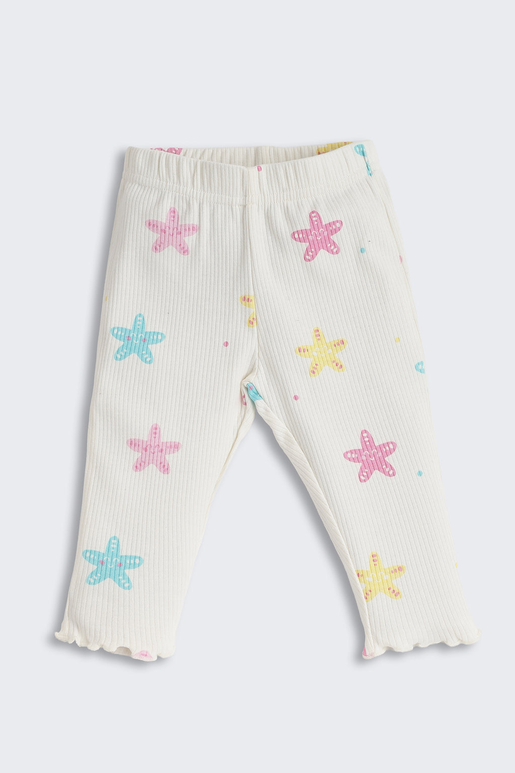 Off White Star Printed Regular Fit Co-ord Set for Infant Girls - Image 5